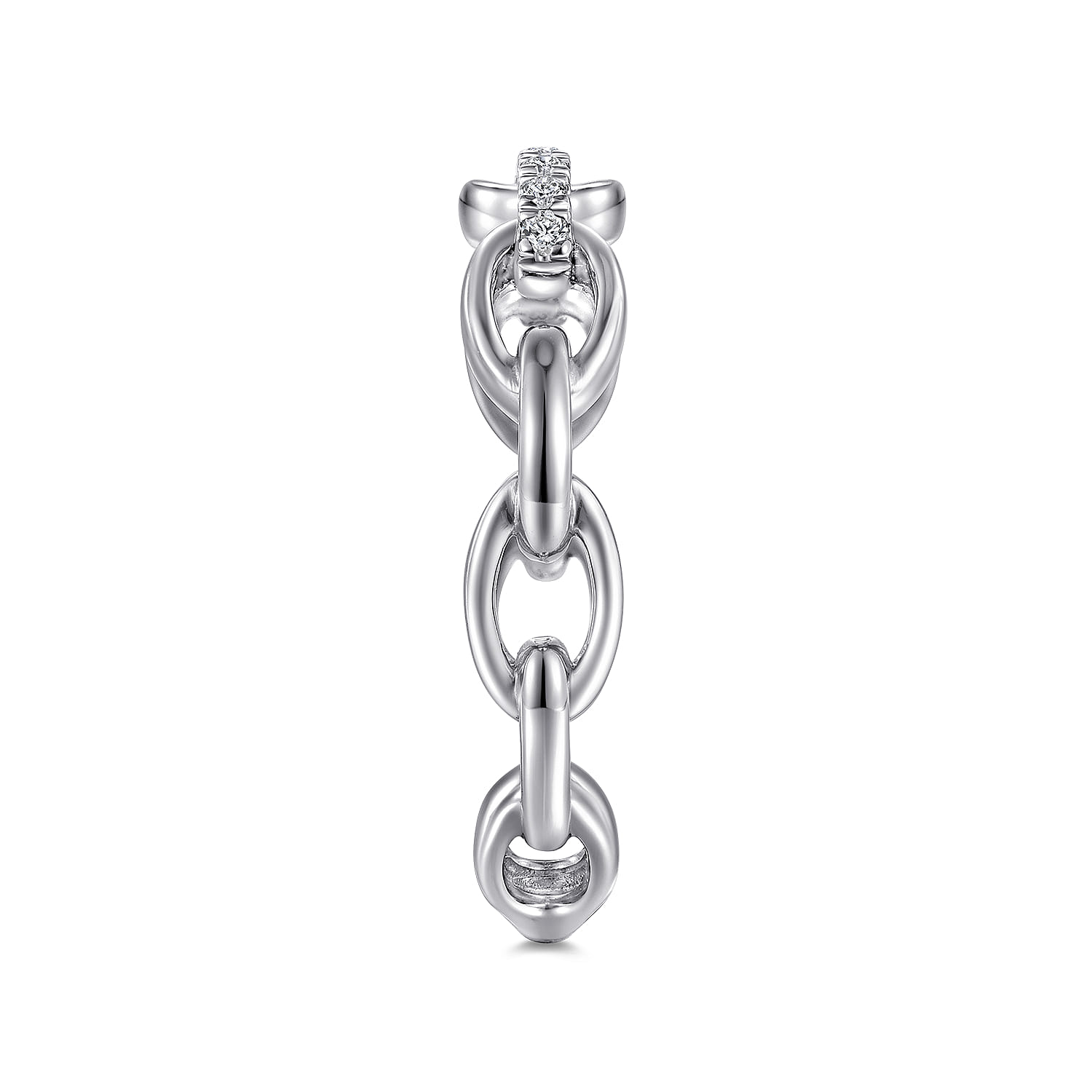 Diamond Link Chain Ladies Ring in 14K White Gold, photograph 4