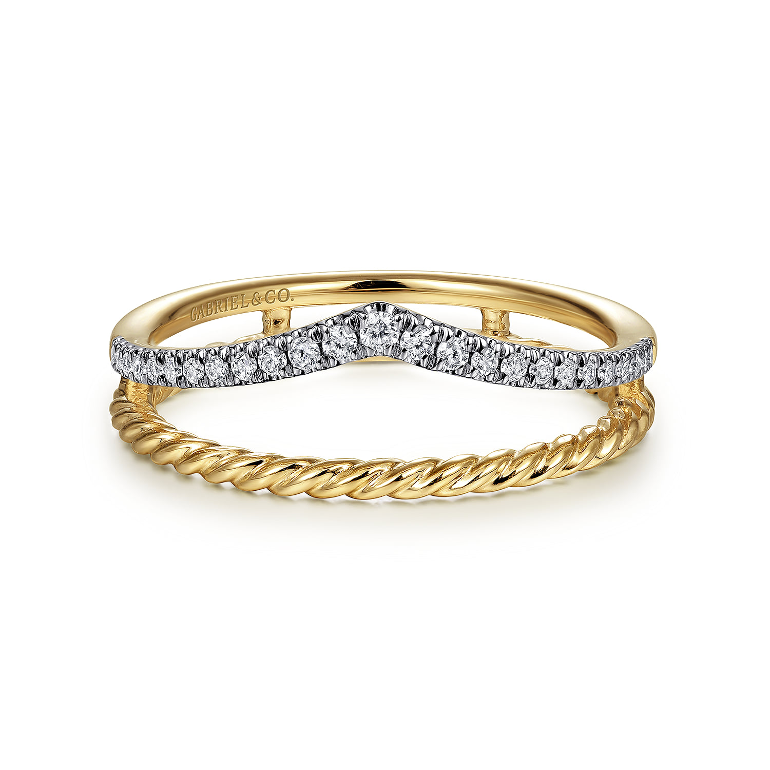 Twisted Rope Split Foundation Diamond Ring in 14K Yellow Gold