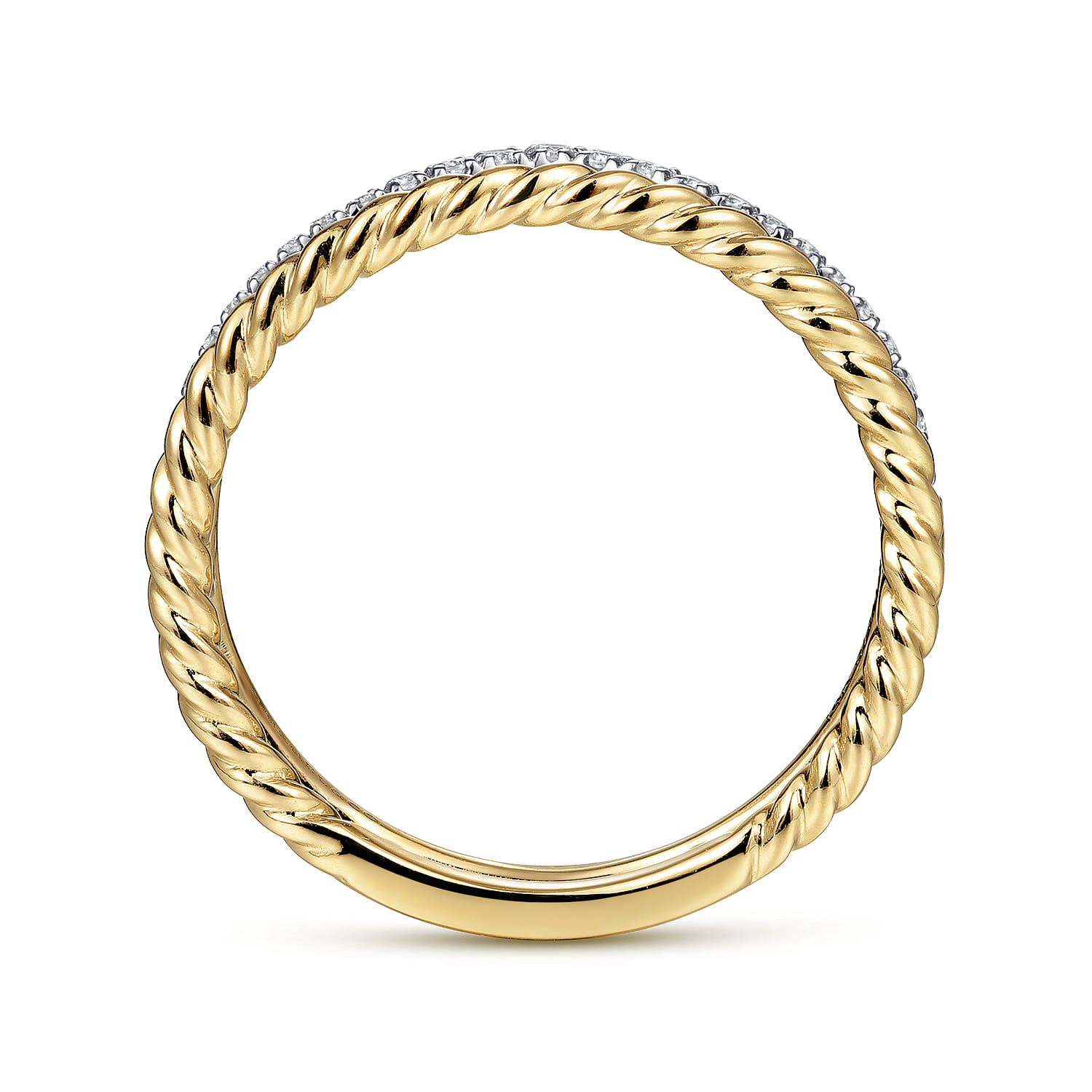 Twisted Rope Split Foundation Diamond Ring in 14K Yellow Gold, photograph 2