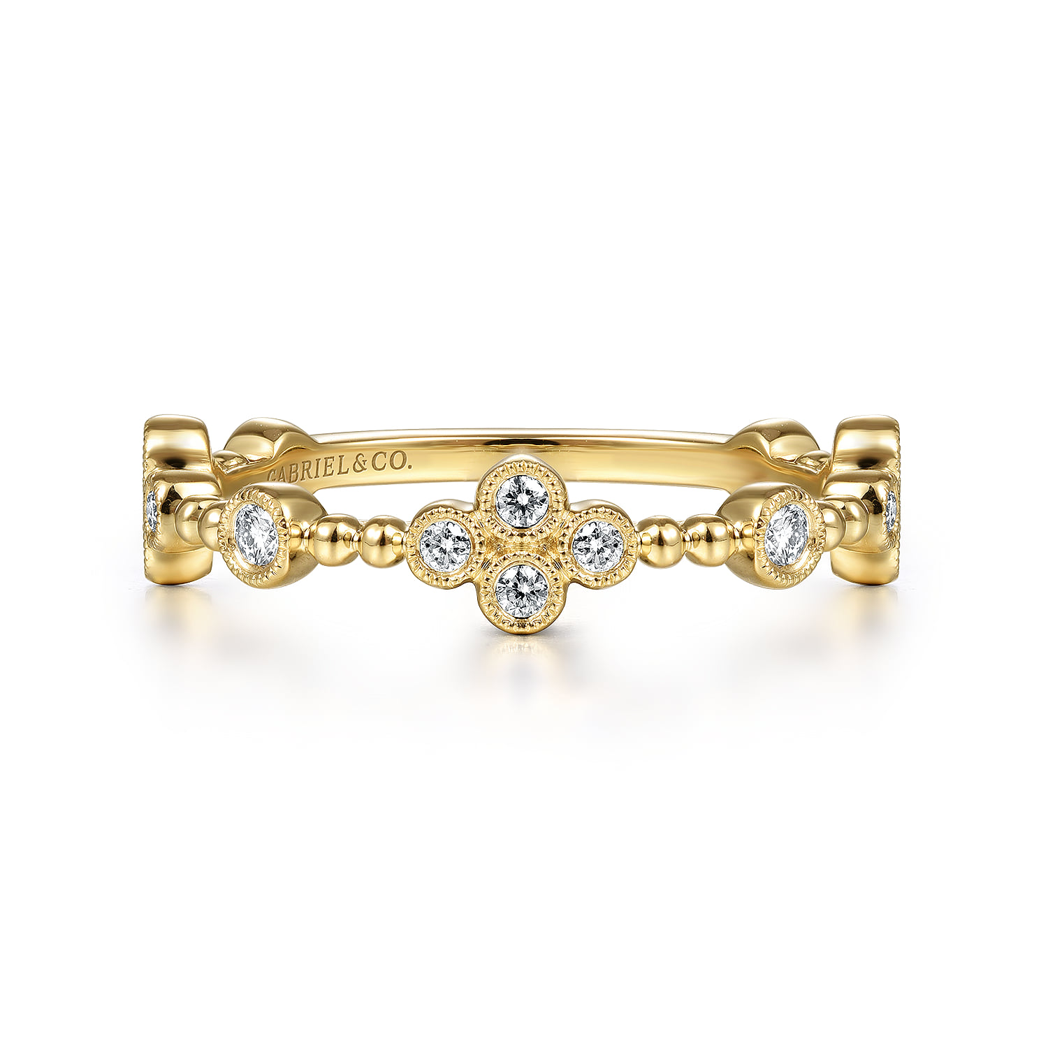 Bezel Set Diamond Quatrefoil Station Ring