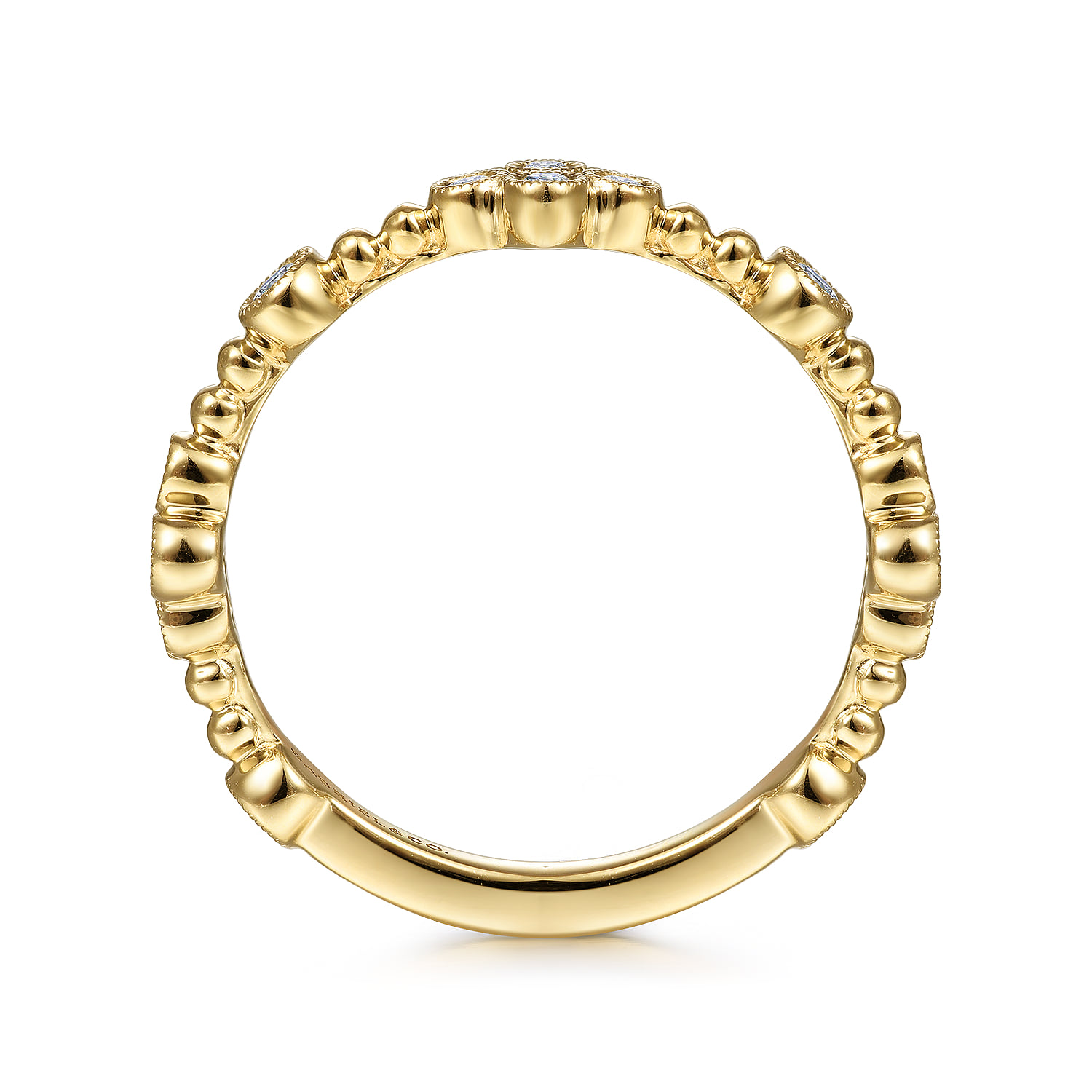 Bezel Set Diamond Quatrefoil Station Ring in 14K Yellow Gold, photograph 2