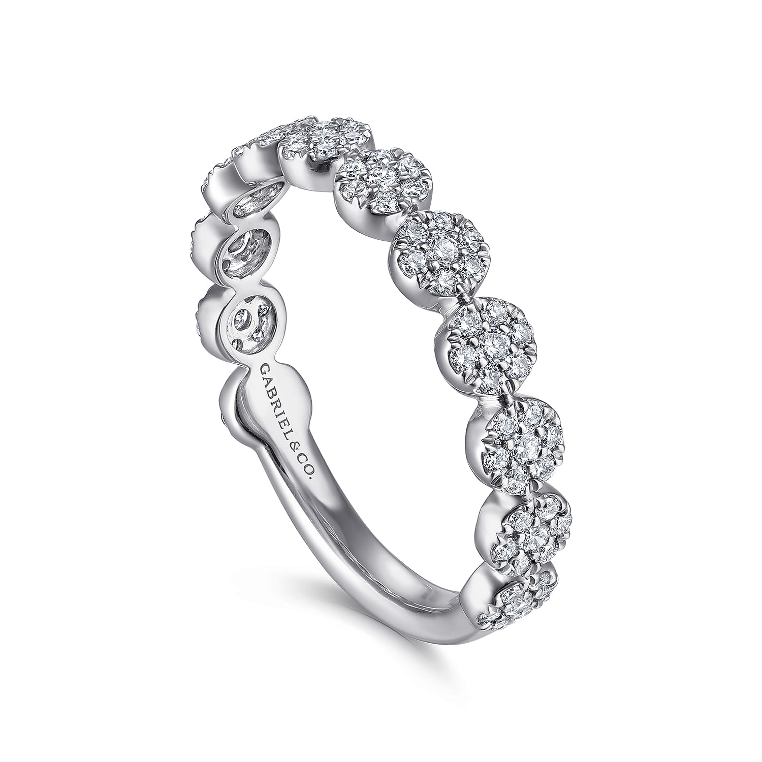 Diamond Pave Cluster Ring in 14K White Gold, photograph 3