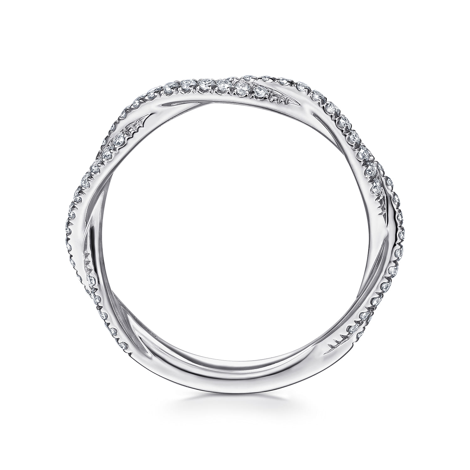 Diamond Pave Twisted Stackable Band in 14K White Gold, photograph 2