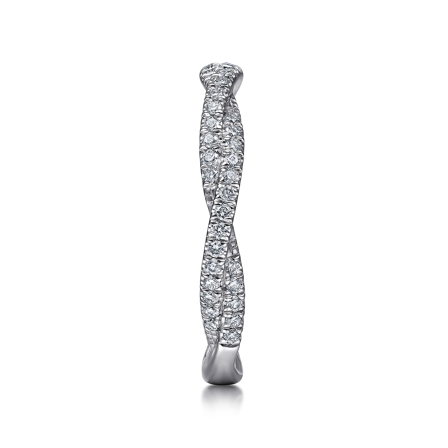 Diamond Pave Twisted Stackable Band in 14K White Gold, photograph 4