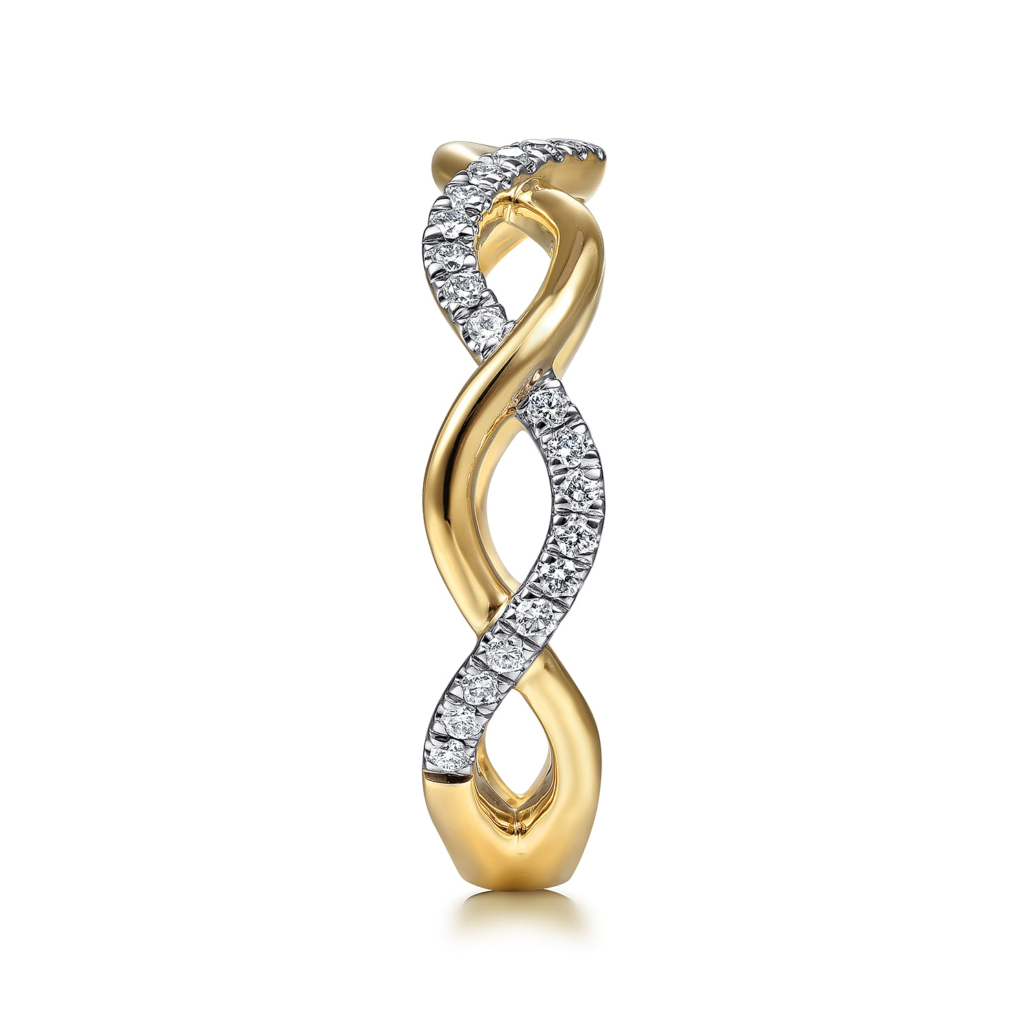 Twisted Diamond Stackable Ring in 14K Yellow Gold, photograph 4