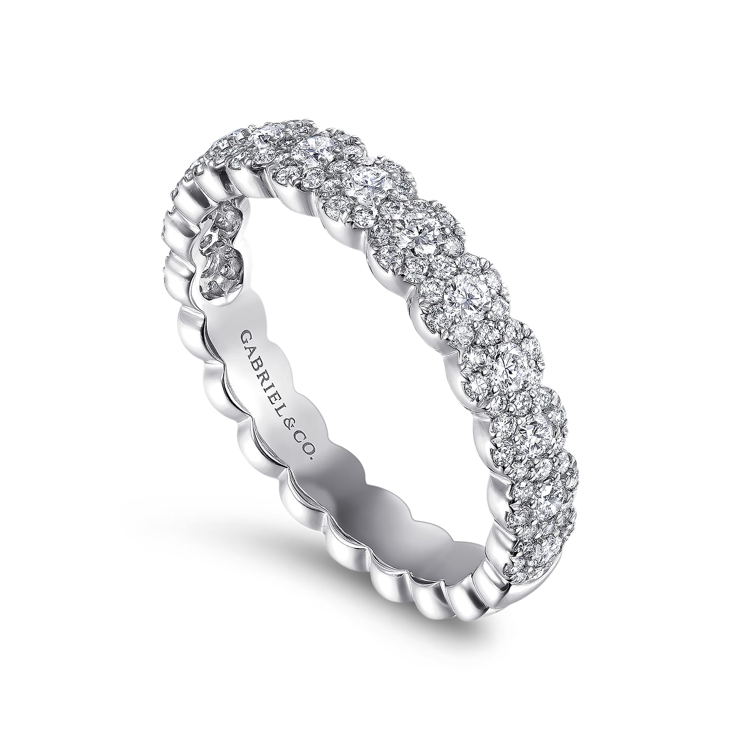 Pave Diamond Band in 14K White Gold, photograph 3