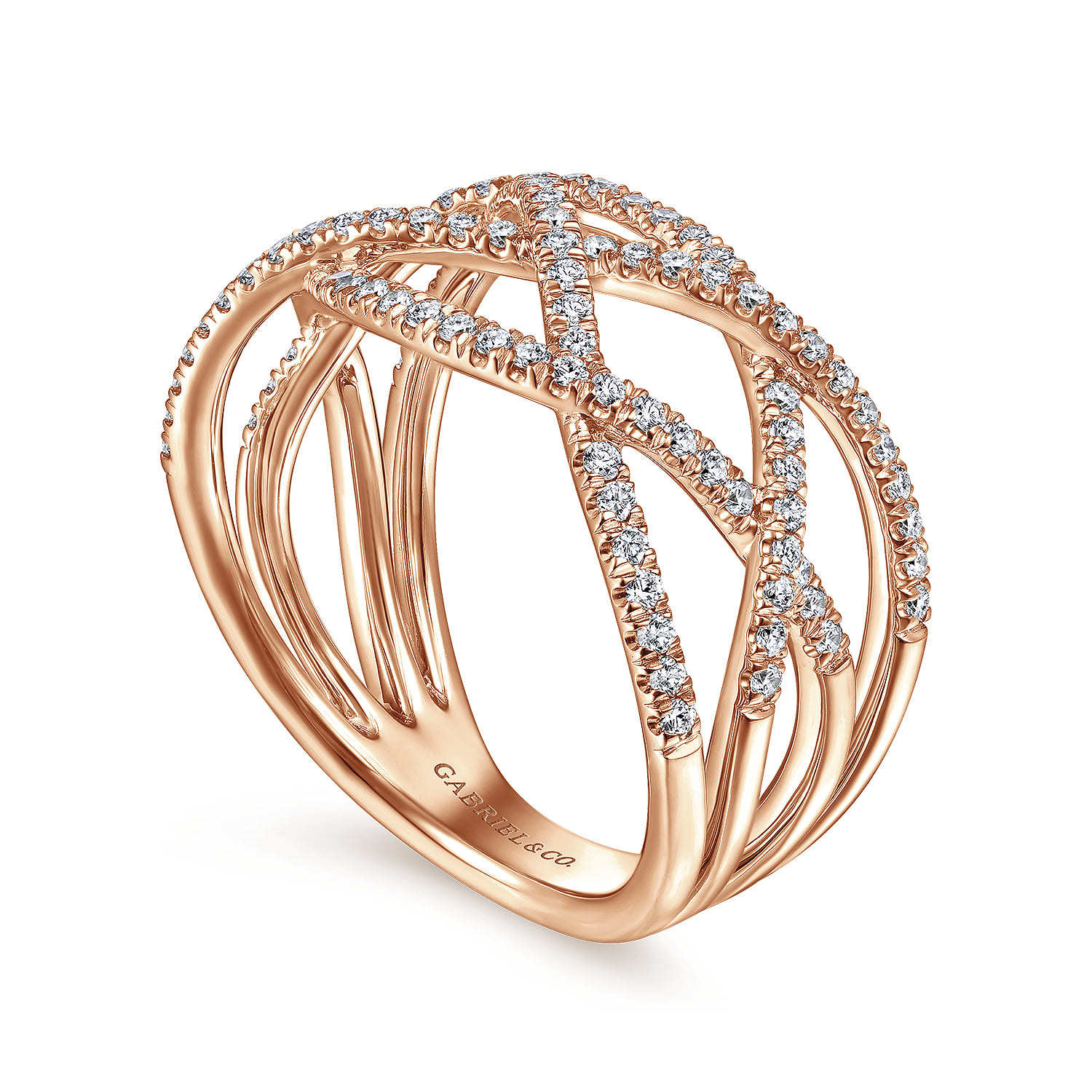Layered Grid Diamond Ring in 14K Rose Gold, photograph 3
