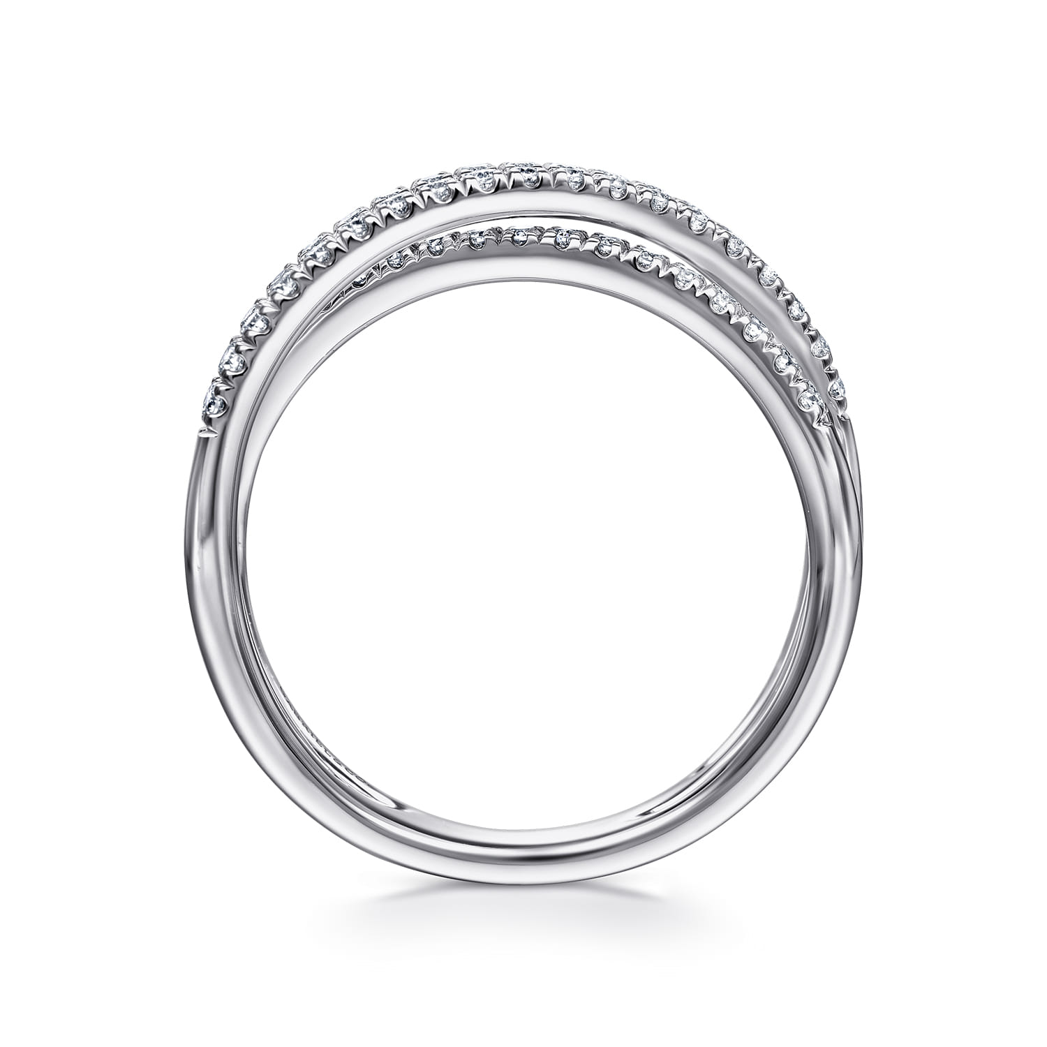 Criss Crossing Diamond Ring in 14K White Gold, photograph 2