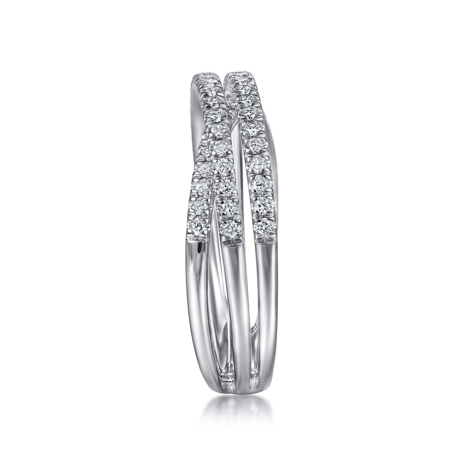 Criss Crossing Diamond Ring in 14K White Gold, photograph 4