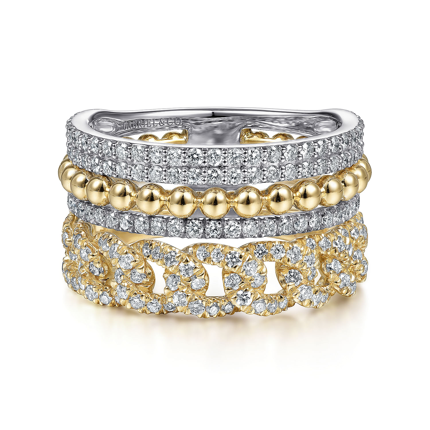 14K White-Yellow Gold Bujukan Diamond Easy Stackable Ring | Shop