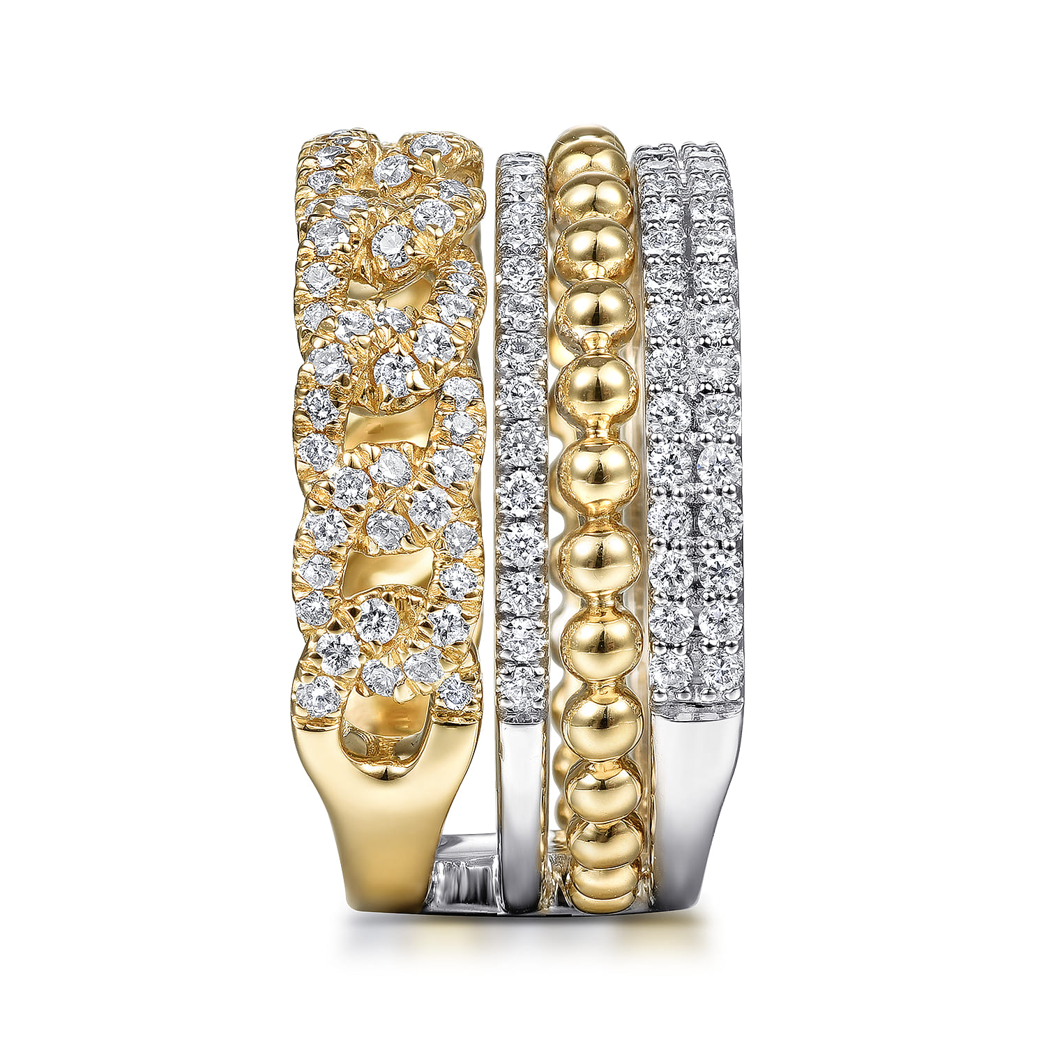 Diamond Easy Stackable Ring 1ct-Bujukan in 14K White/Yellow Gold, photograph 3