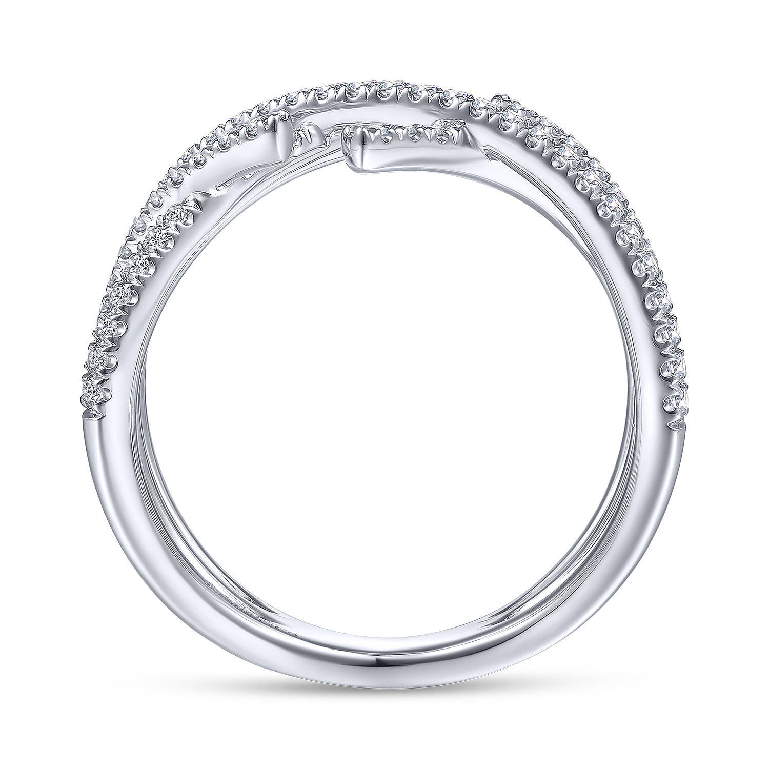 Criss Cross Pave Diamond Ring in 14K White Gold, photograph 2