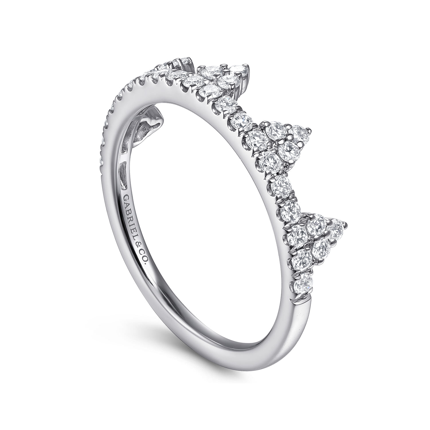 Diamond Crown Ring in 14K White Gold, photograph 3