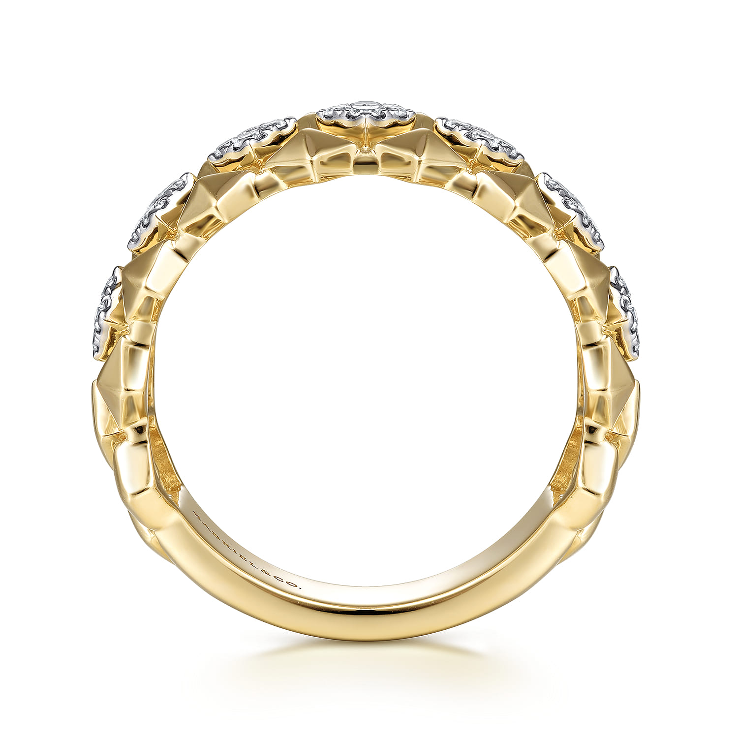 Geometric Diamond Station Grommet Ring in 14K Yellow Gold, photograph 2