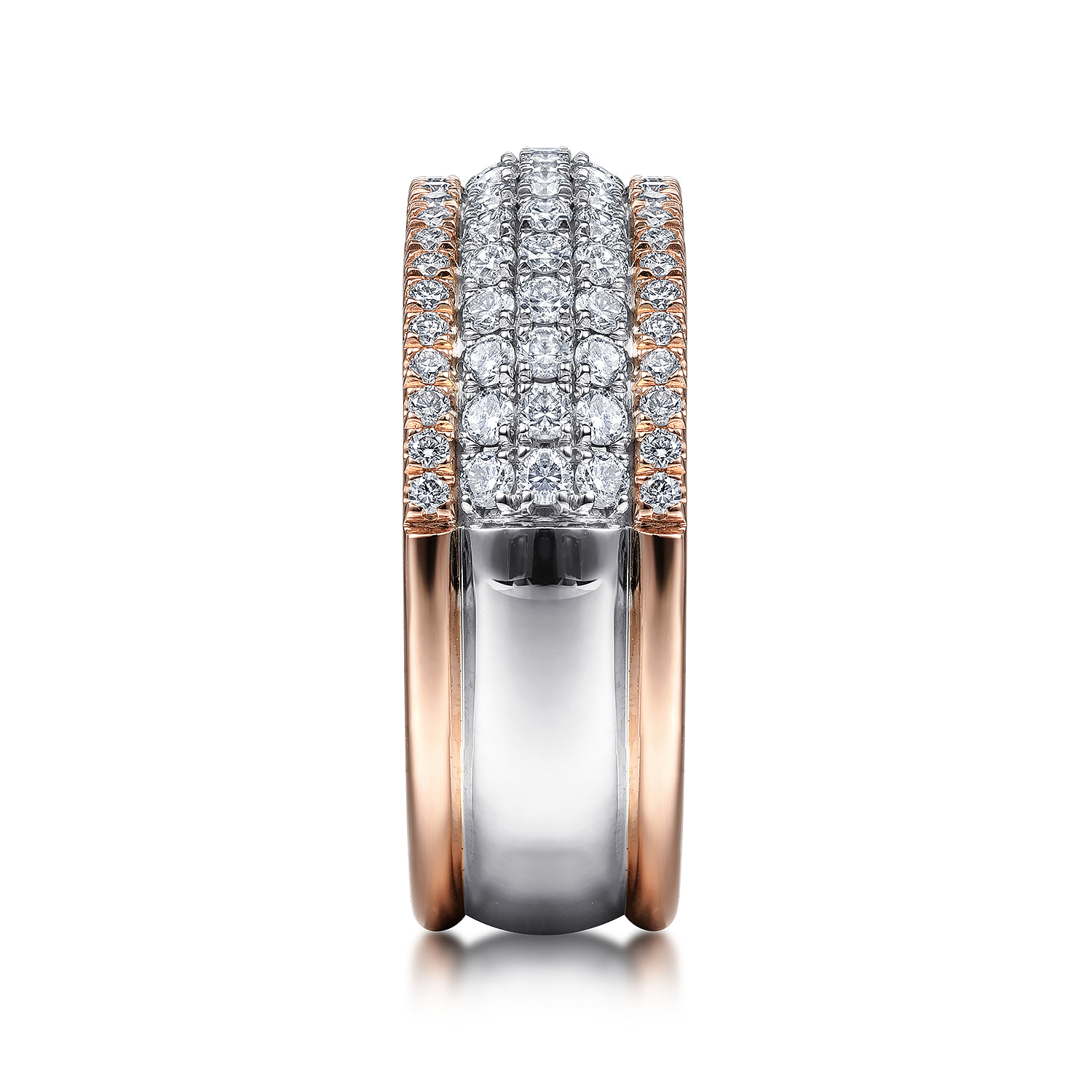 Pave Diamond Wide Band Ring in 14K White/Rose Gold, photograph 4