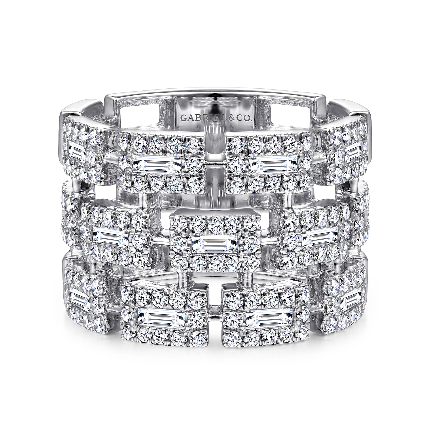Layered Wide Band Diamond Ring