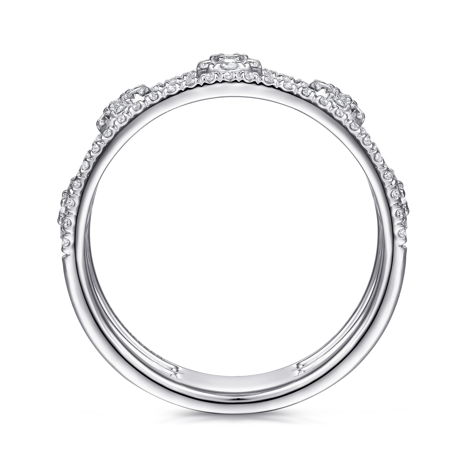 Diamond Station Ring in 14K White Gold, photograph 2