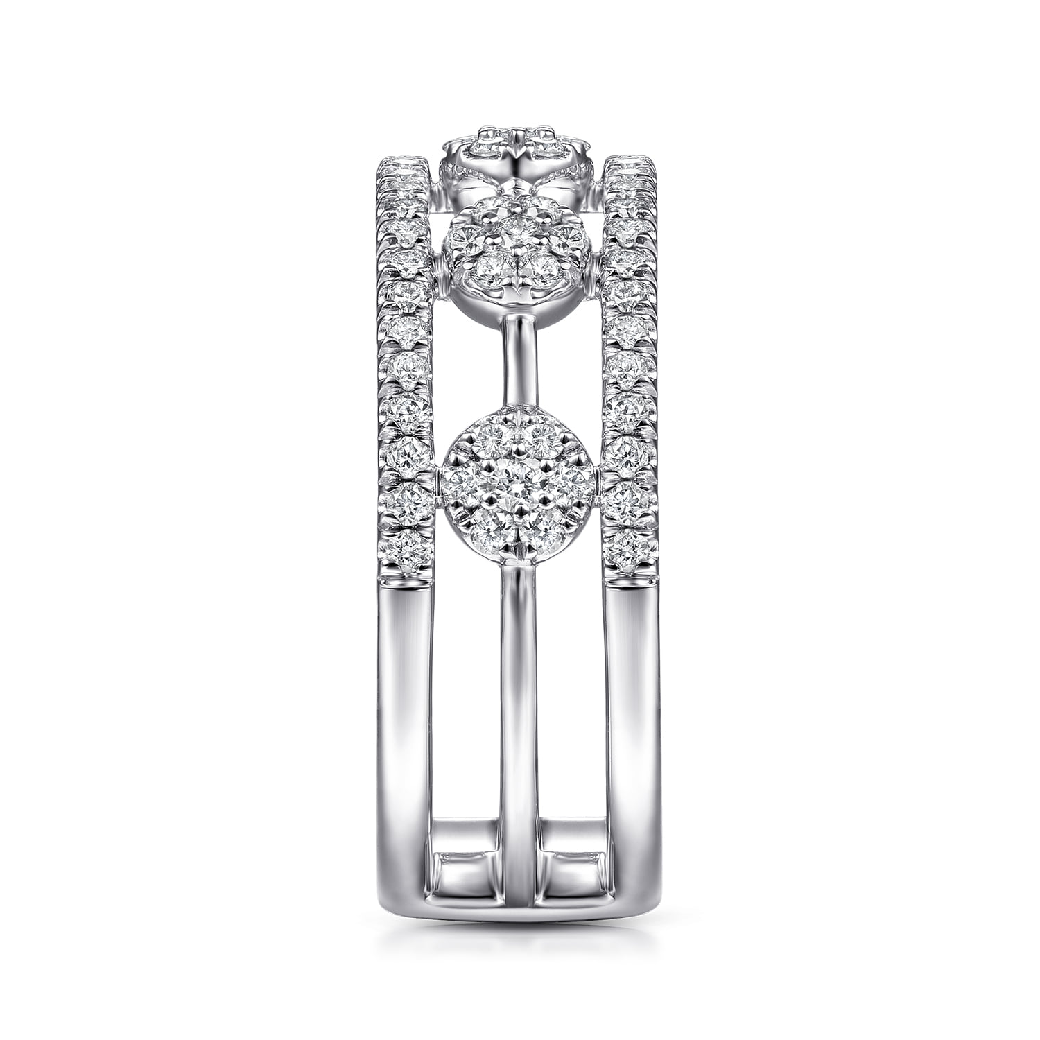 Diamond Station Ring in 14K White Gold, photograph 4