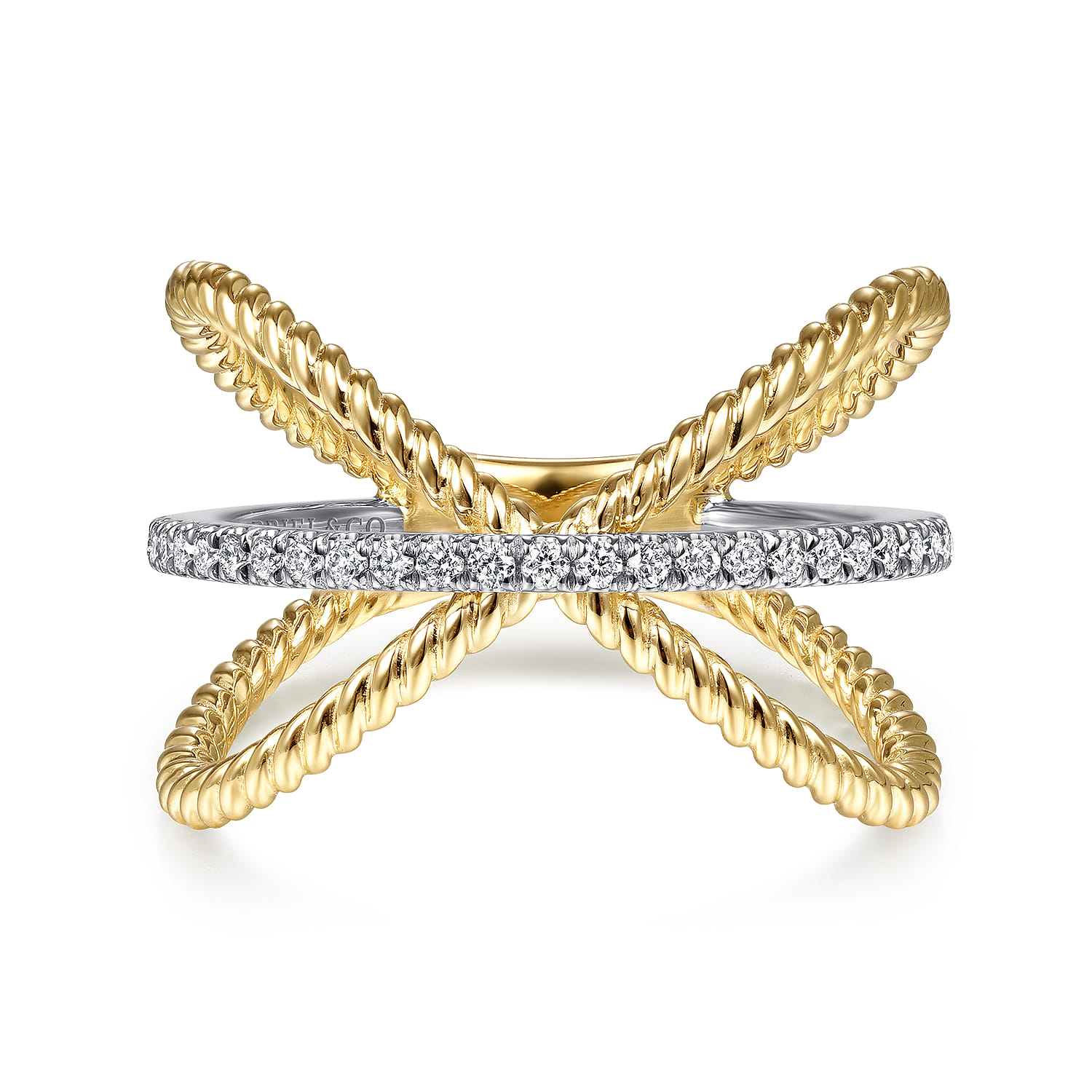 Twisted Criss Cross X Shaped Diamond Ring