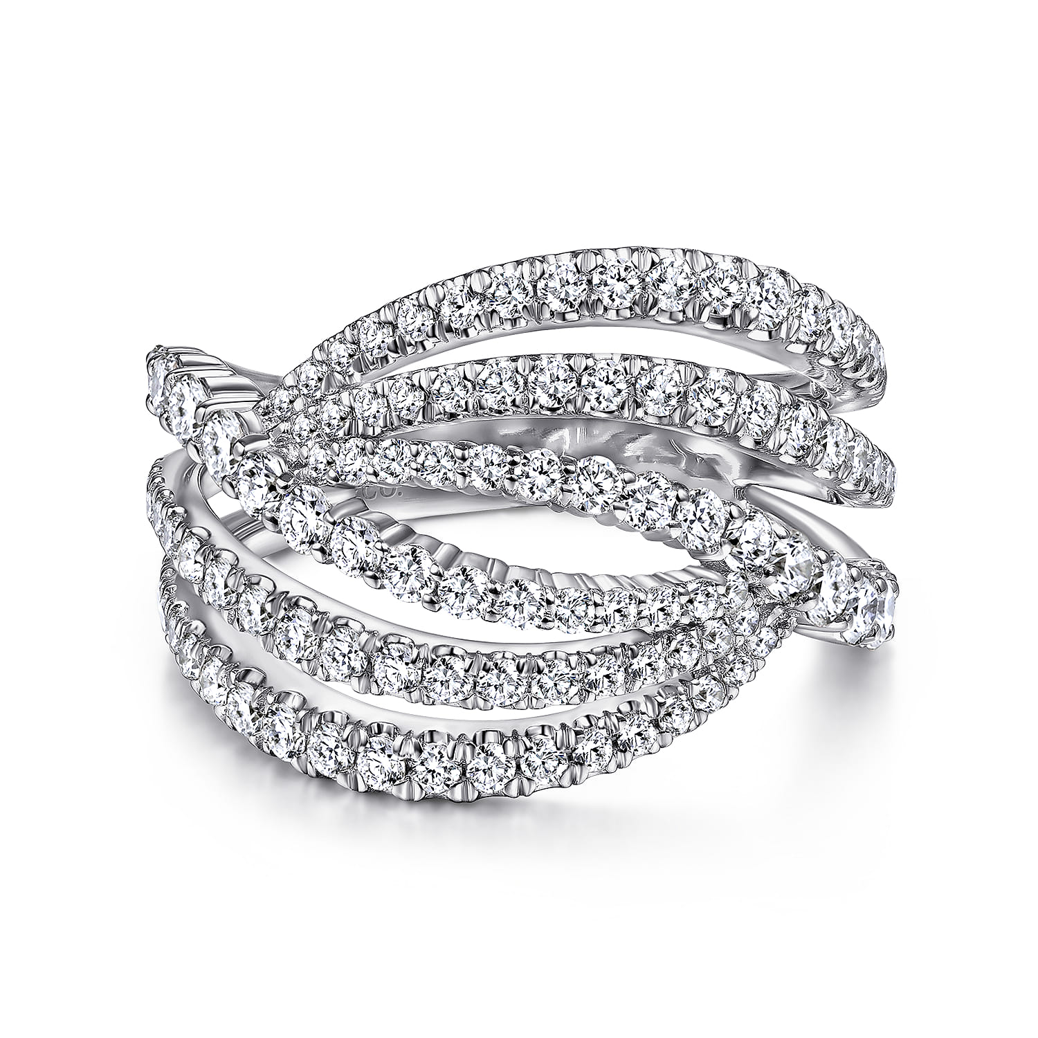 Diamond Bypass Multi Row Ring