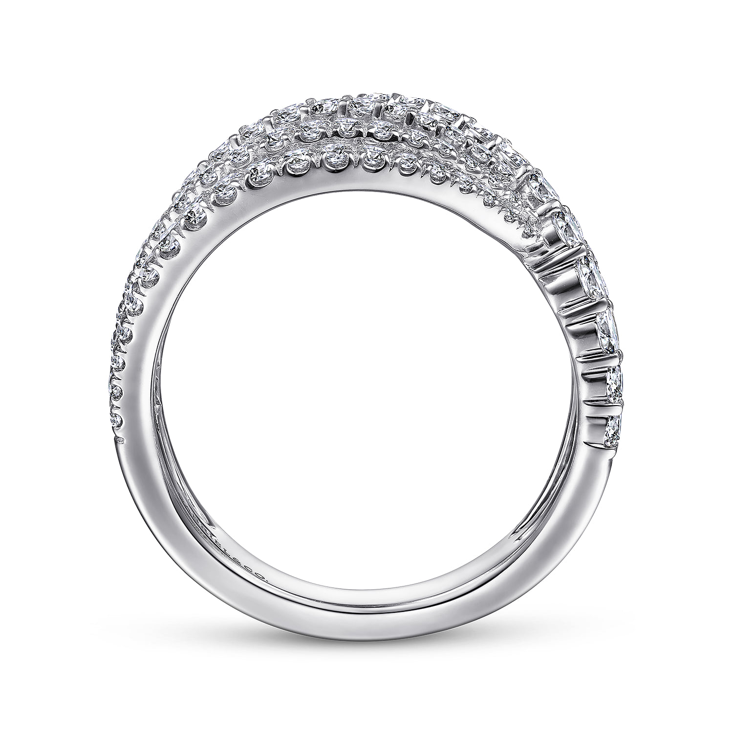 Diamond Bypass Multi Row Ring in 14K White Gold, photograph 2