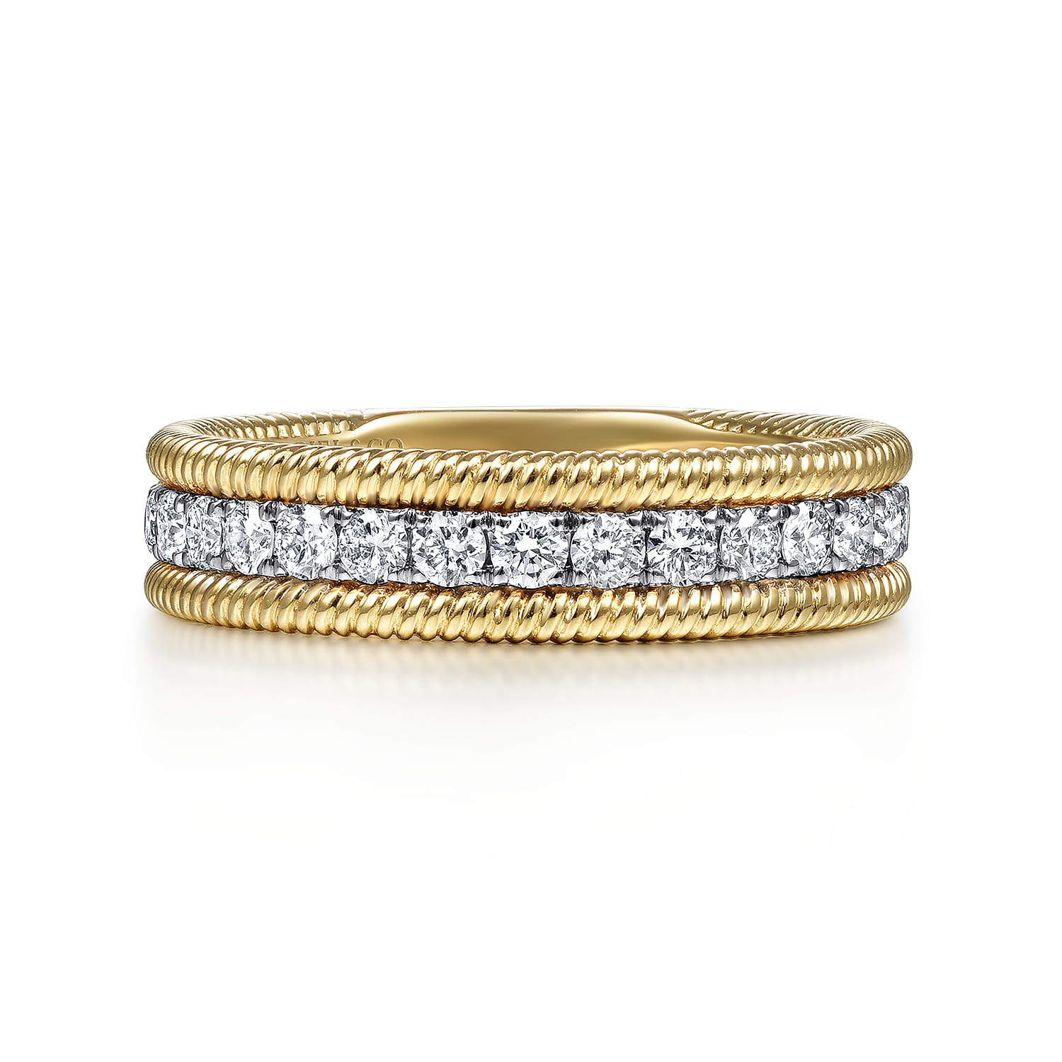 Diamond Band Stackable with Twisted Rope Border