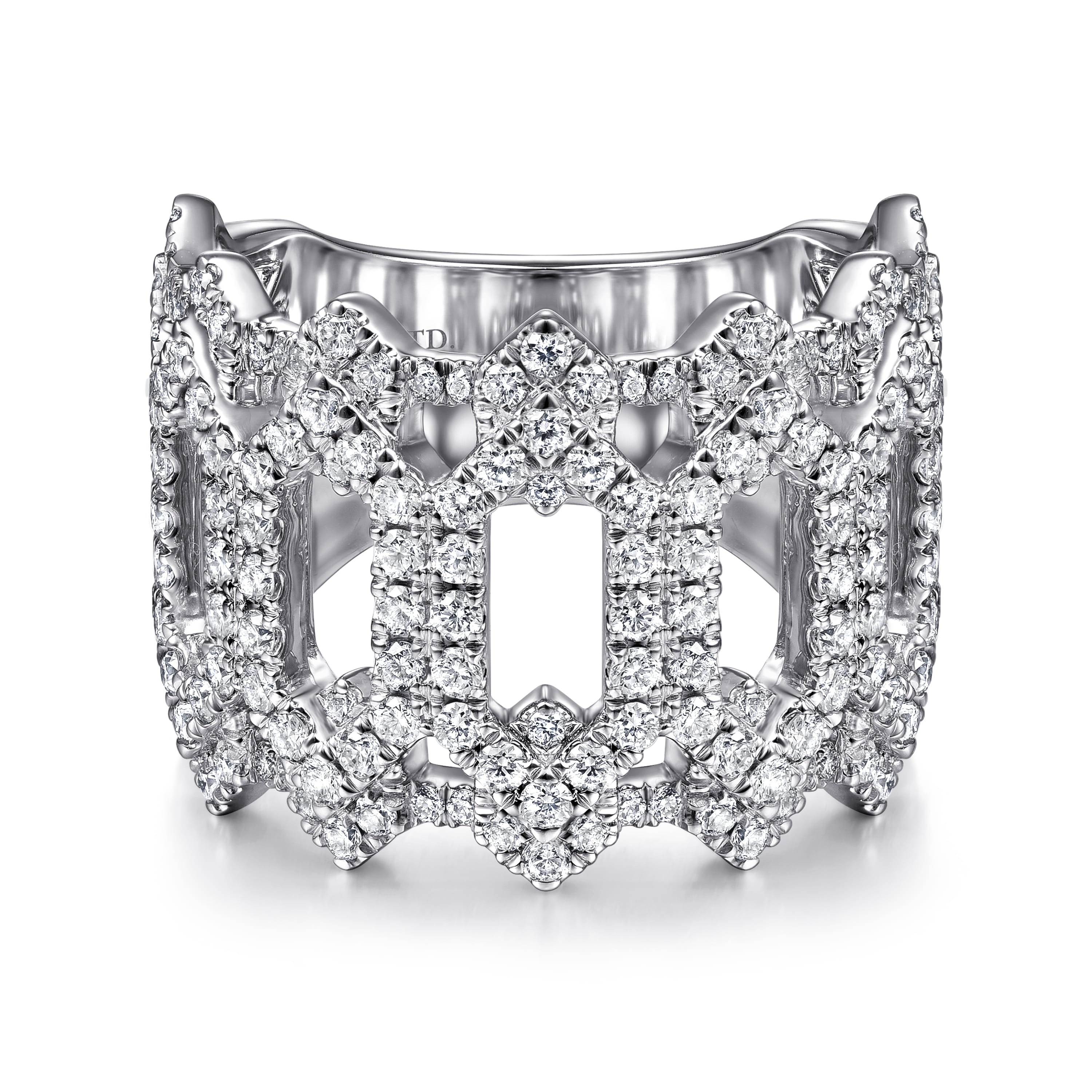 Diamond Cutout Stations Statement Ring