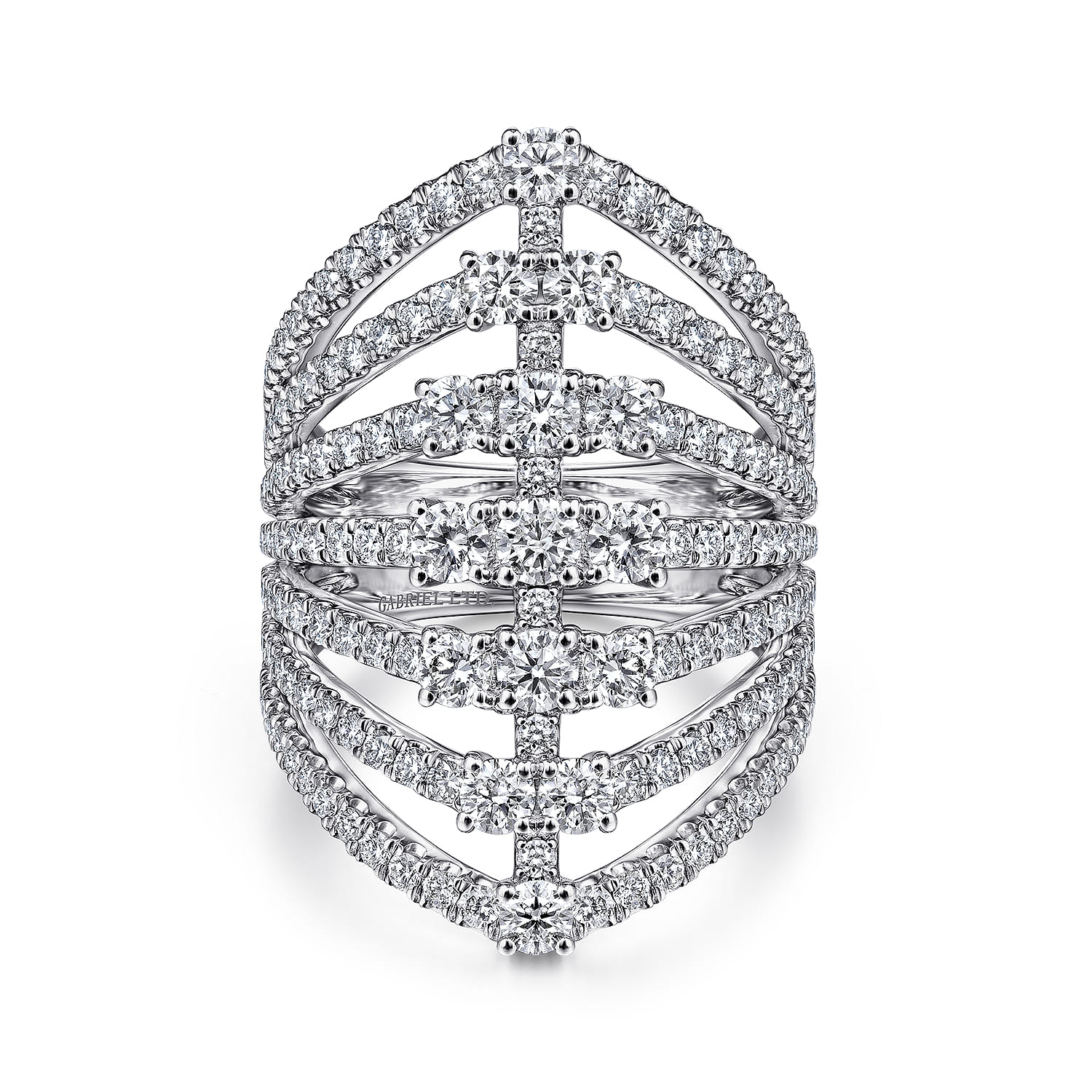 Layered Diamond Fan Wide Band Ring