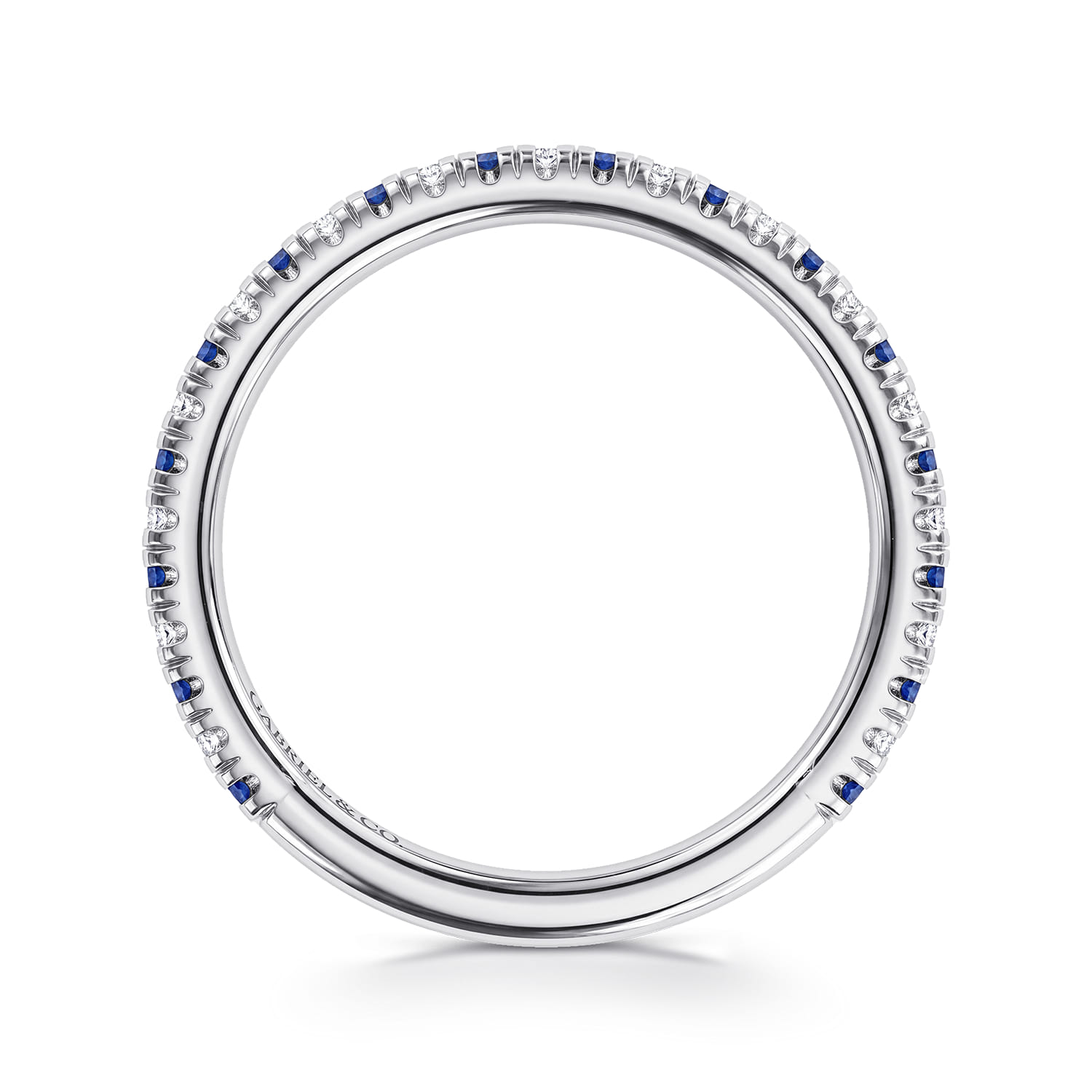 Sapphire and Diamond Stackable Band in 14K White Gold, photograph 2