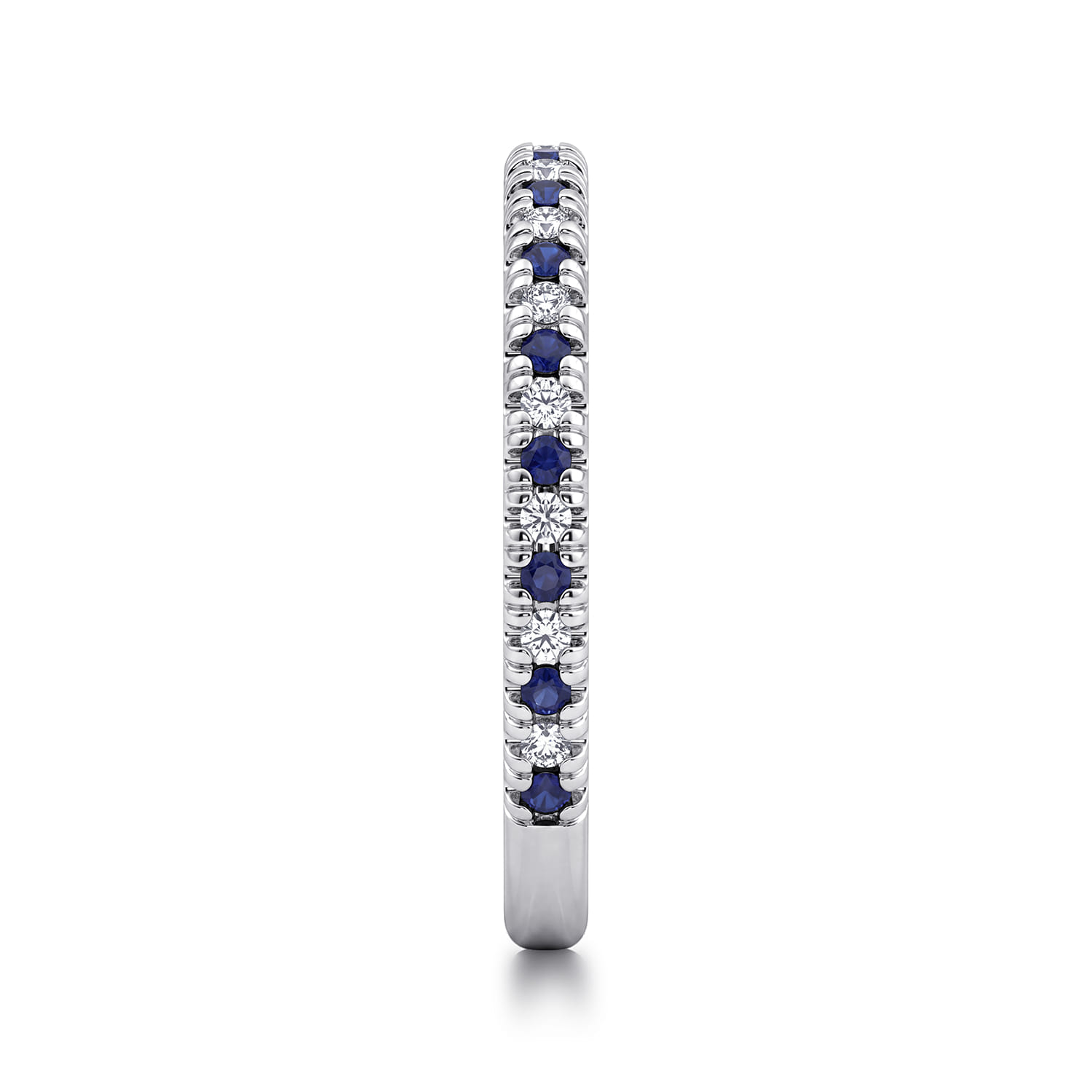 Sapphire and Diamond Stackable Band in 14K White Gold, photograph 4