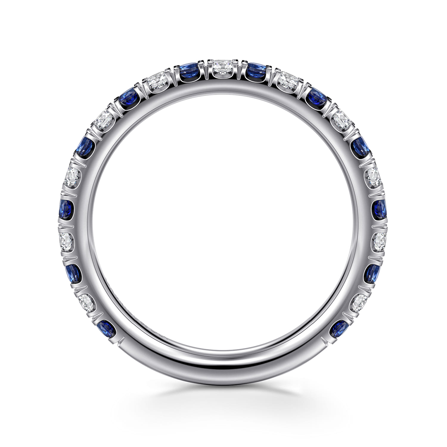 Sapphire and Diamond Stackable Band in 14K White Gold, photograph 2
