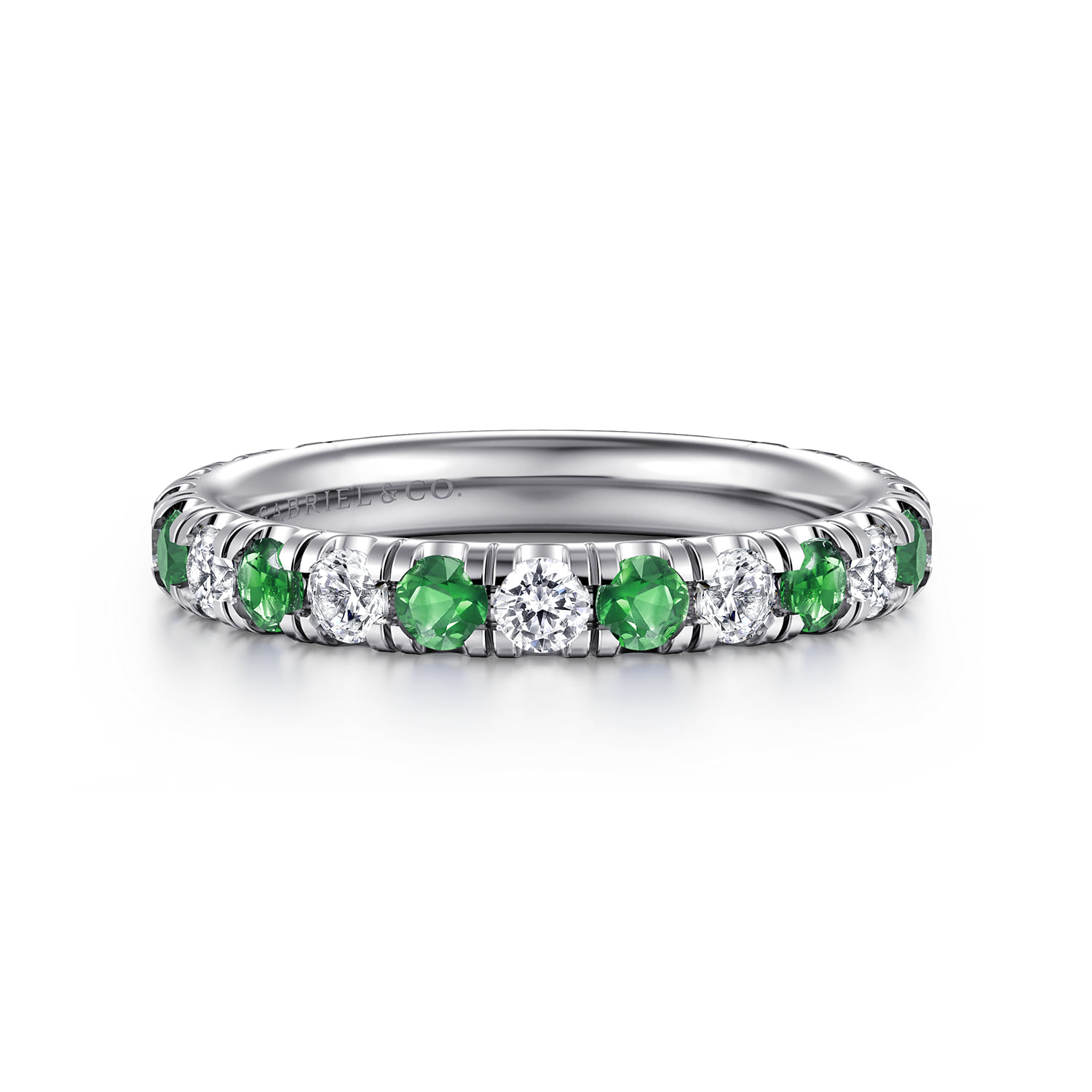 Emerald and Diamond Stackable Band
