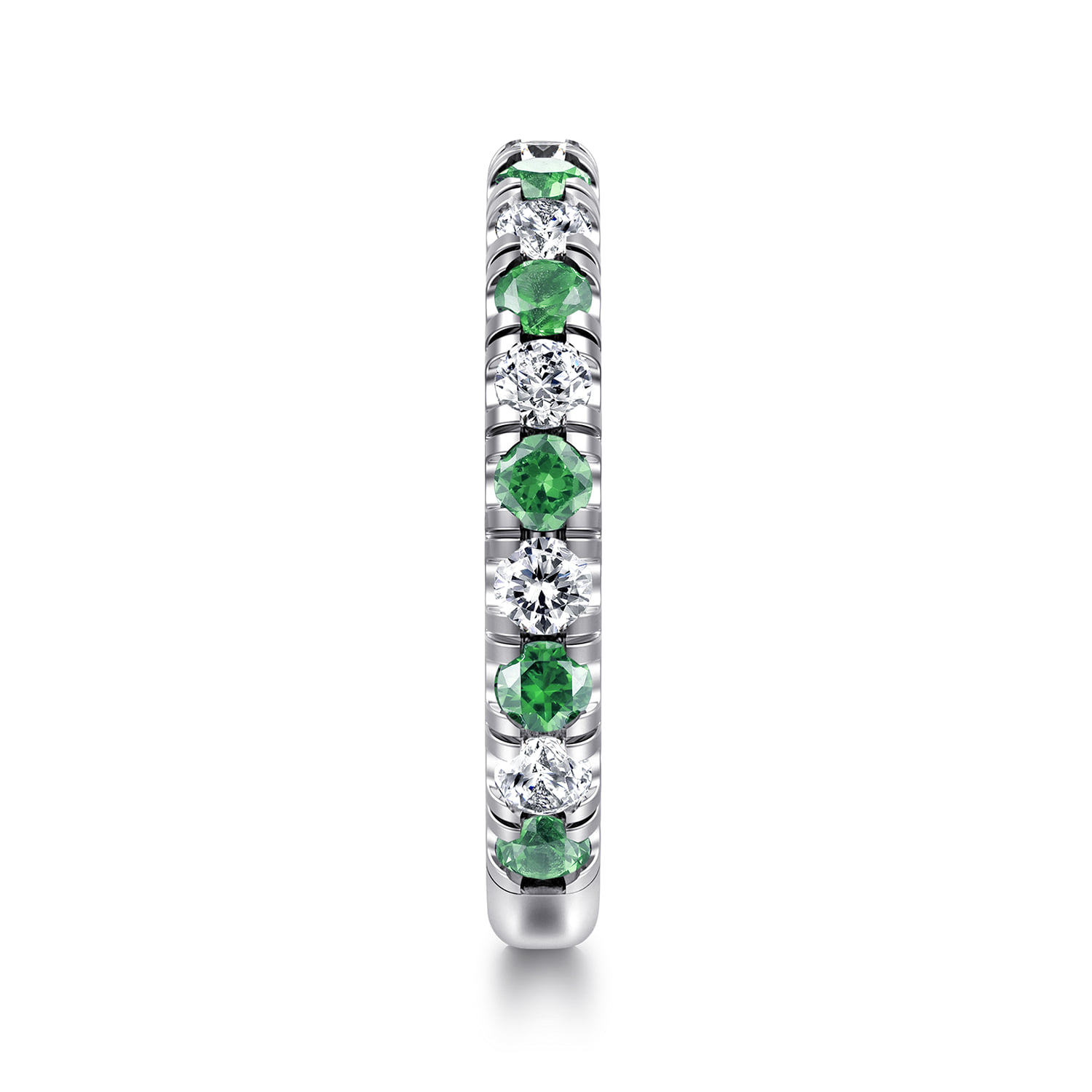 Emerald and Diamond Stackable Band in 14K White Gold, photograph 4
