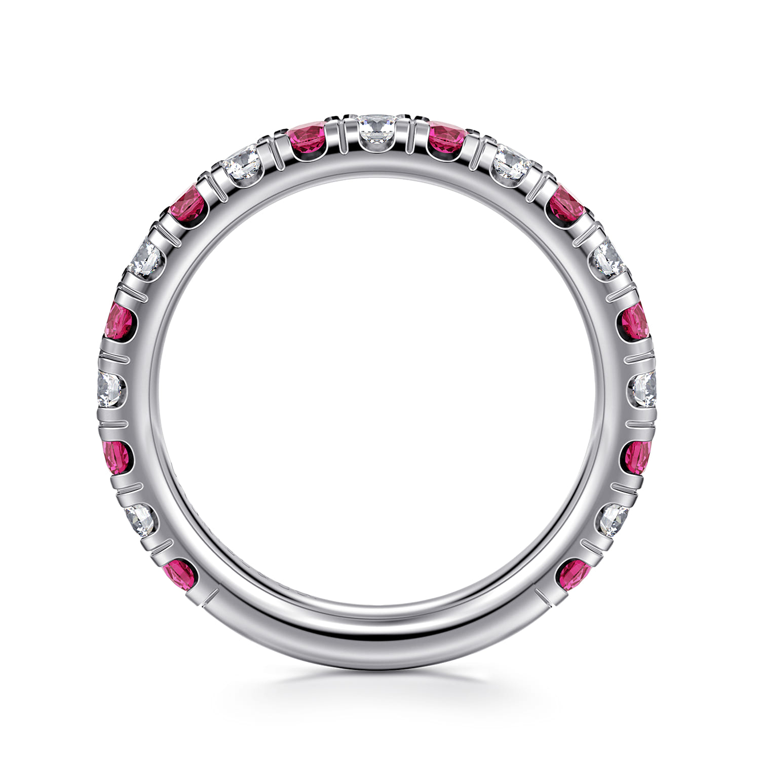 Ruby and Diamond Stackable Band in 14K White Gold, photograph 2