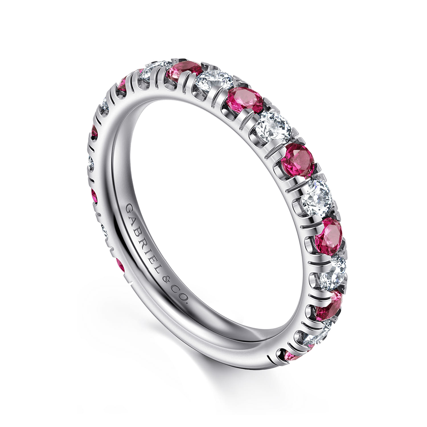 Ruby and Diamond Stackable Band in 14K White Gold, photograph 3