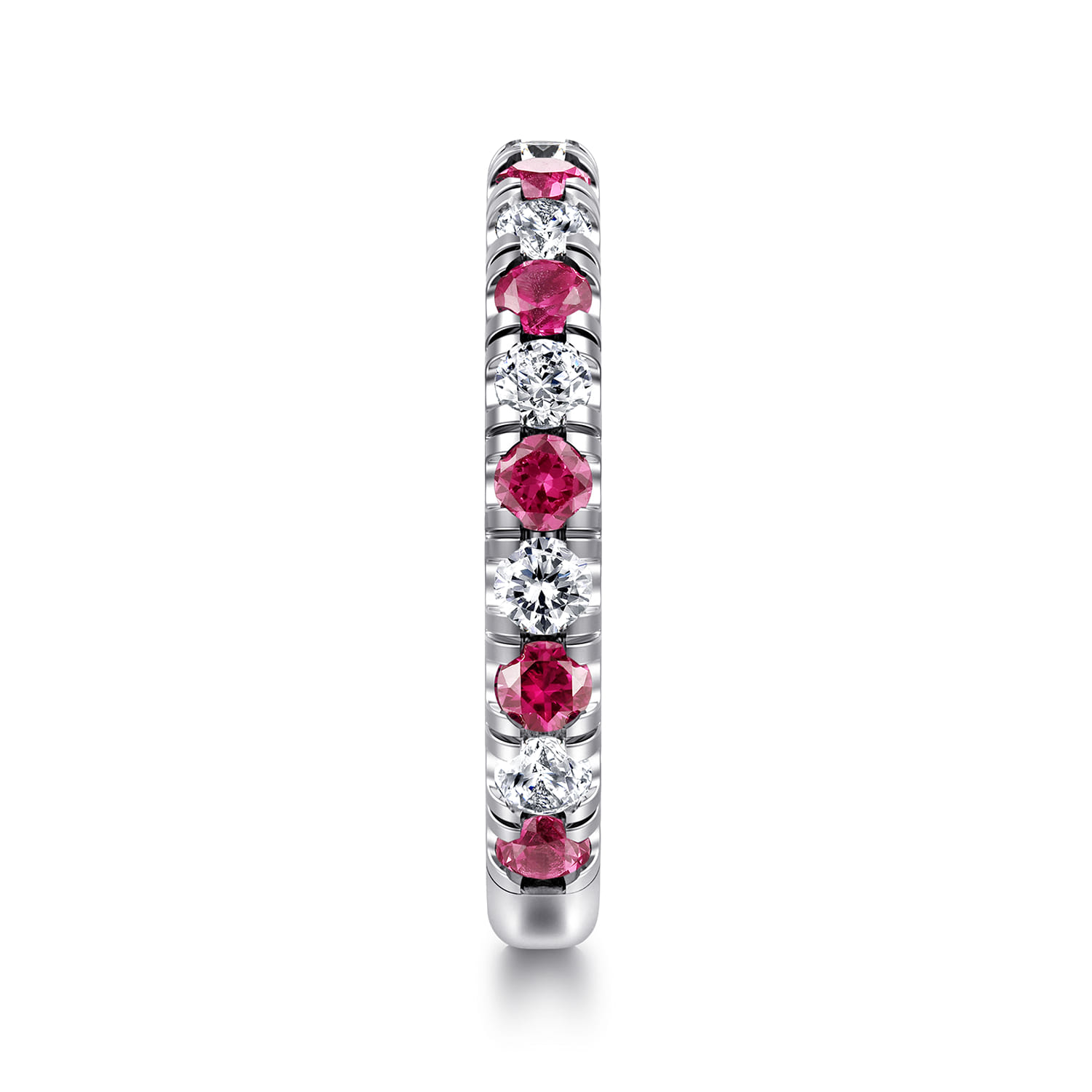 Ruby and Diamond Stackable Band in 14K White Gold, photograph 4