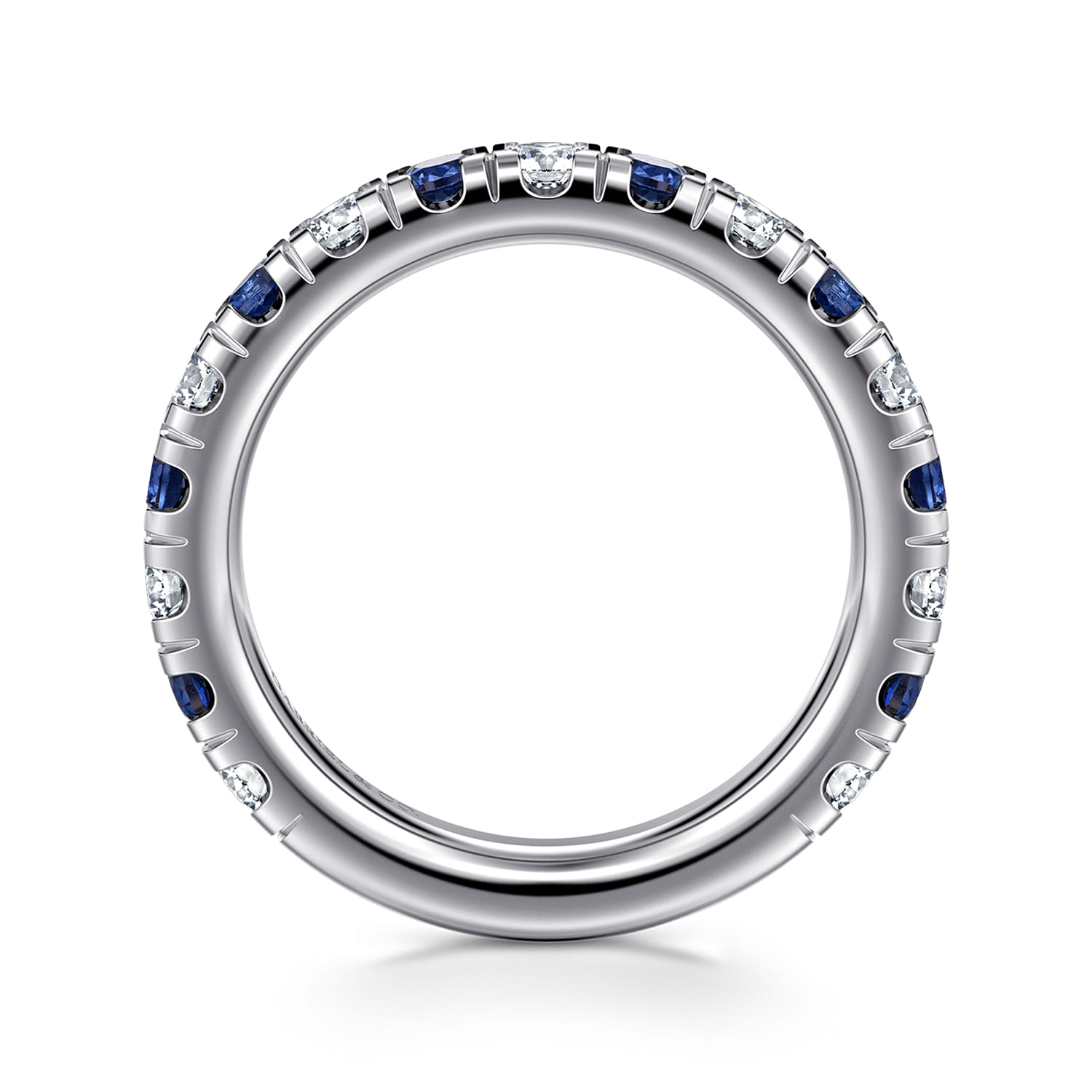 Sapphire and Diamond Stackable Band in 14K White Gold, photograph 2