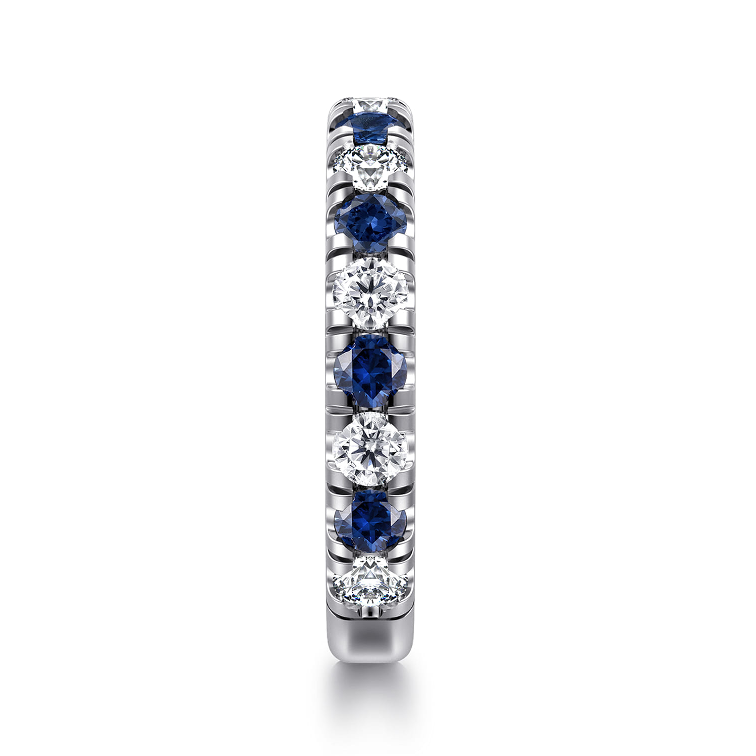 Sapphire and Diamond Stackable Band in 14K White Gold, photograph 4