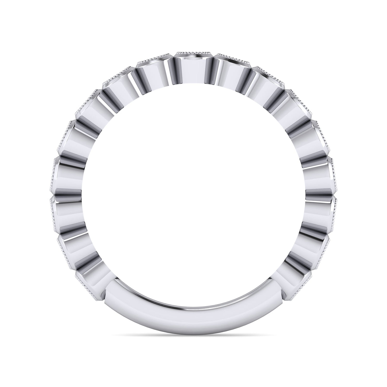 Bezel Set Stackable Diamond Band in 14K White Gold, photograph 2