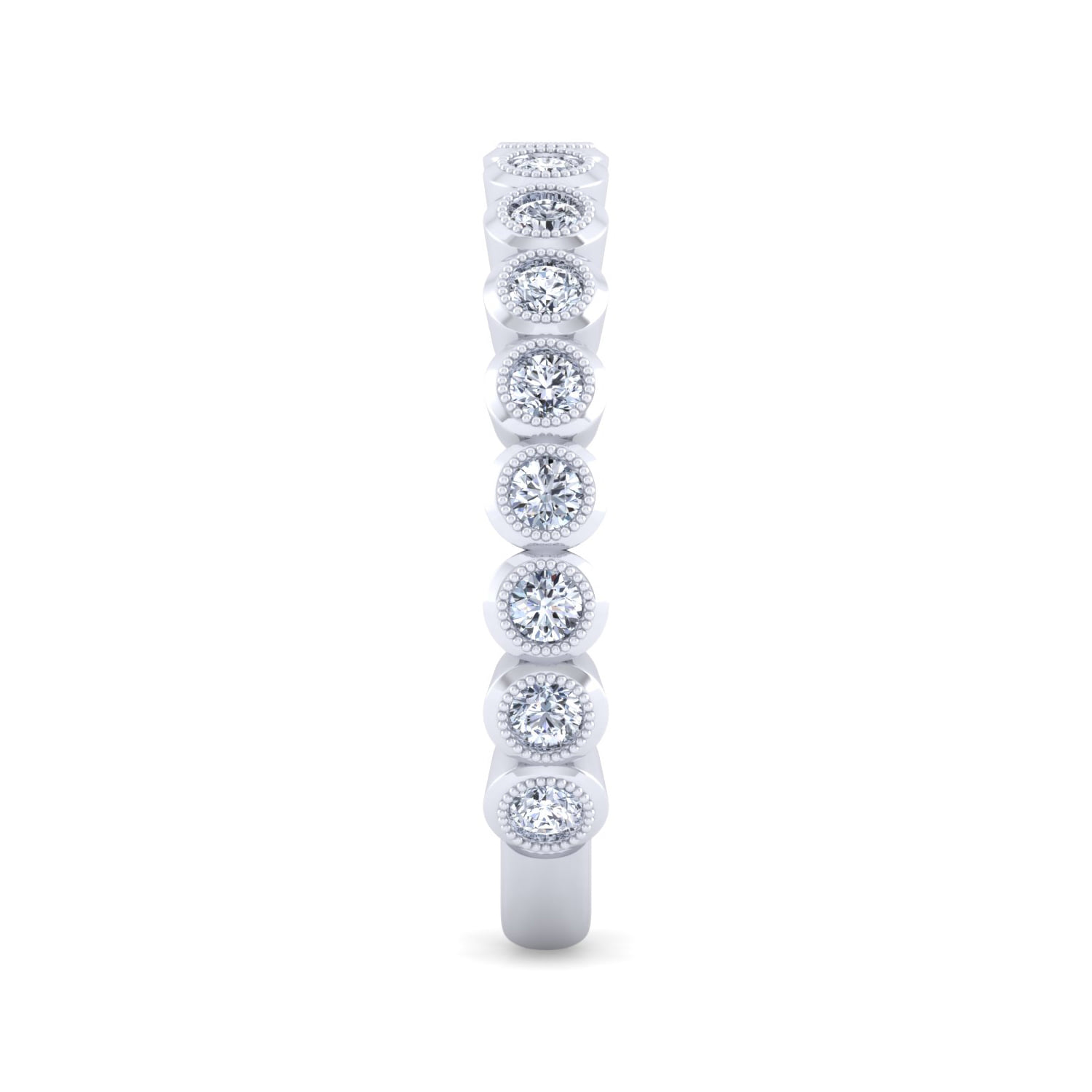 Bezel Set Stackable Diamond Band in 14K White Gold, photograph 4