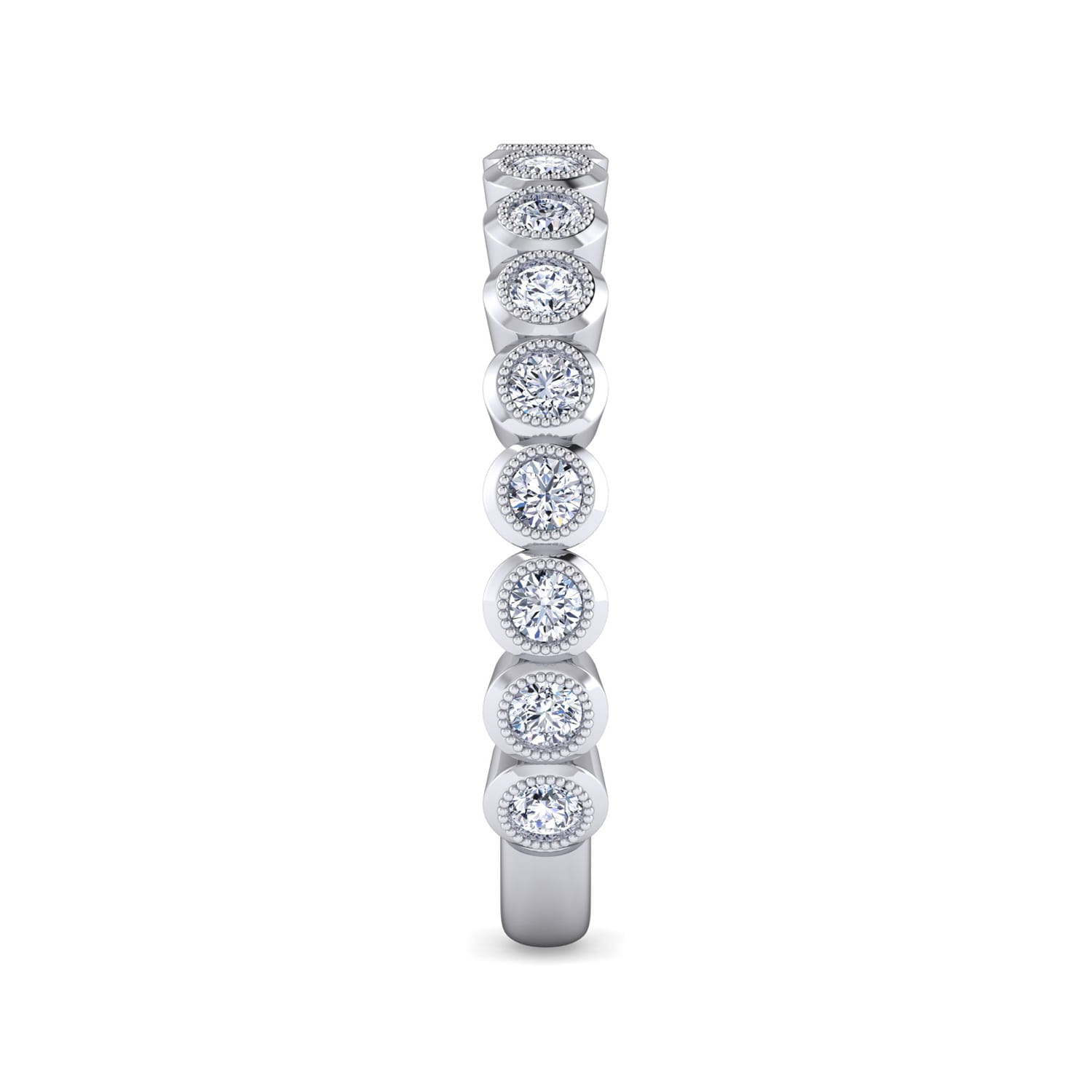 Bezel Set Stackable Diamond Band in 14K White Gold, photograph 5