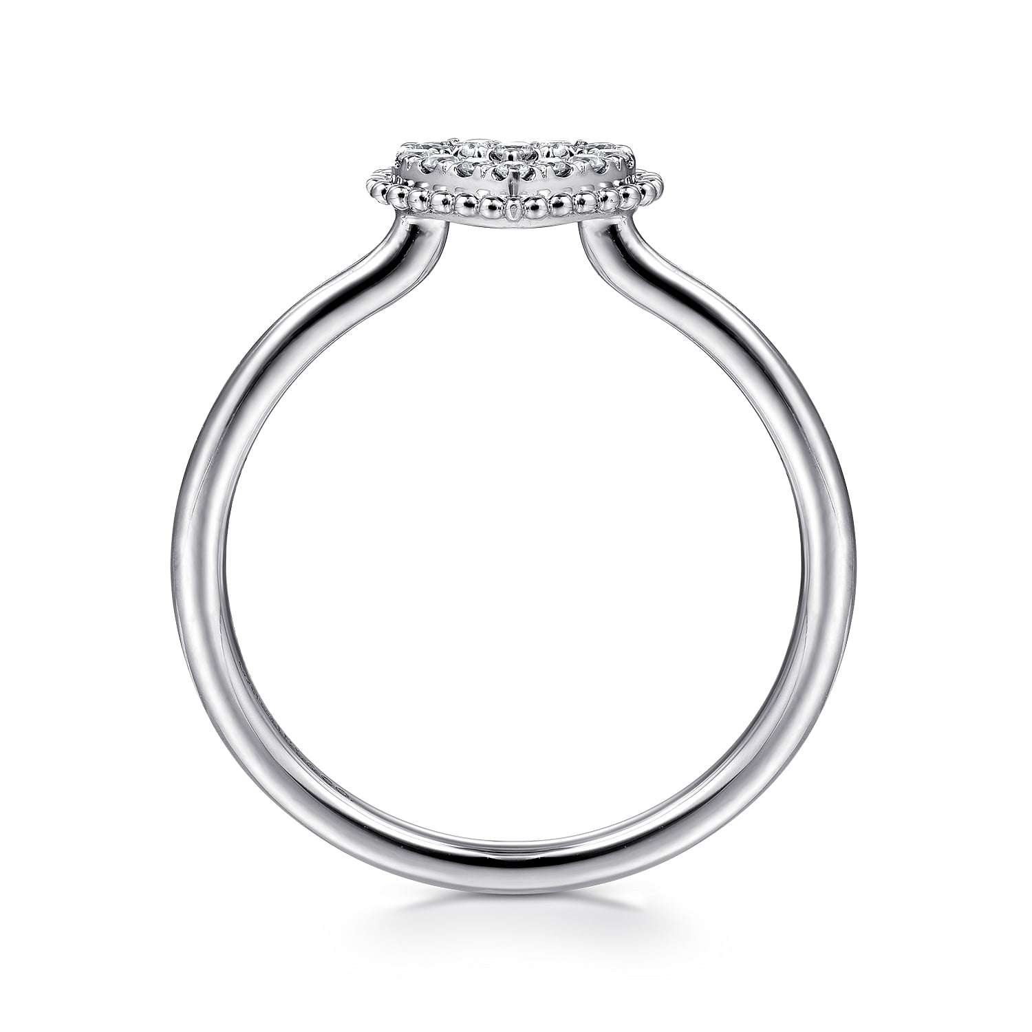 Diamond Pave Open Promise Ring in 14K White Gold, photograph 2