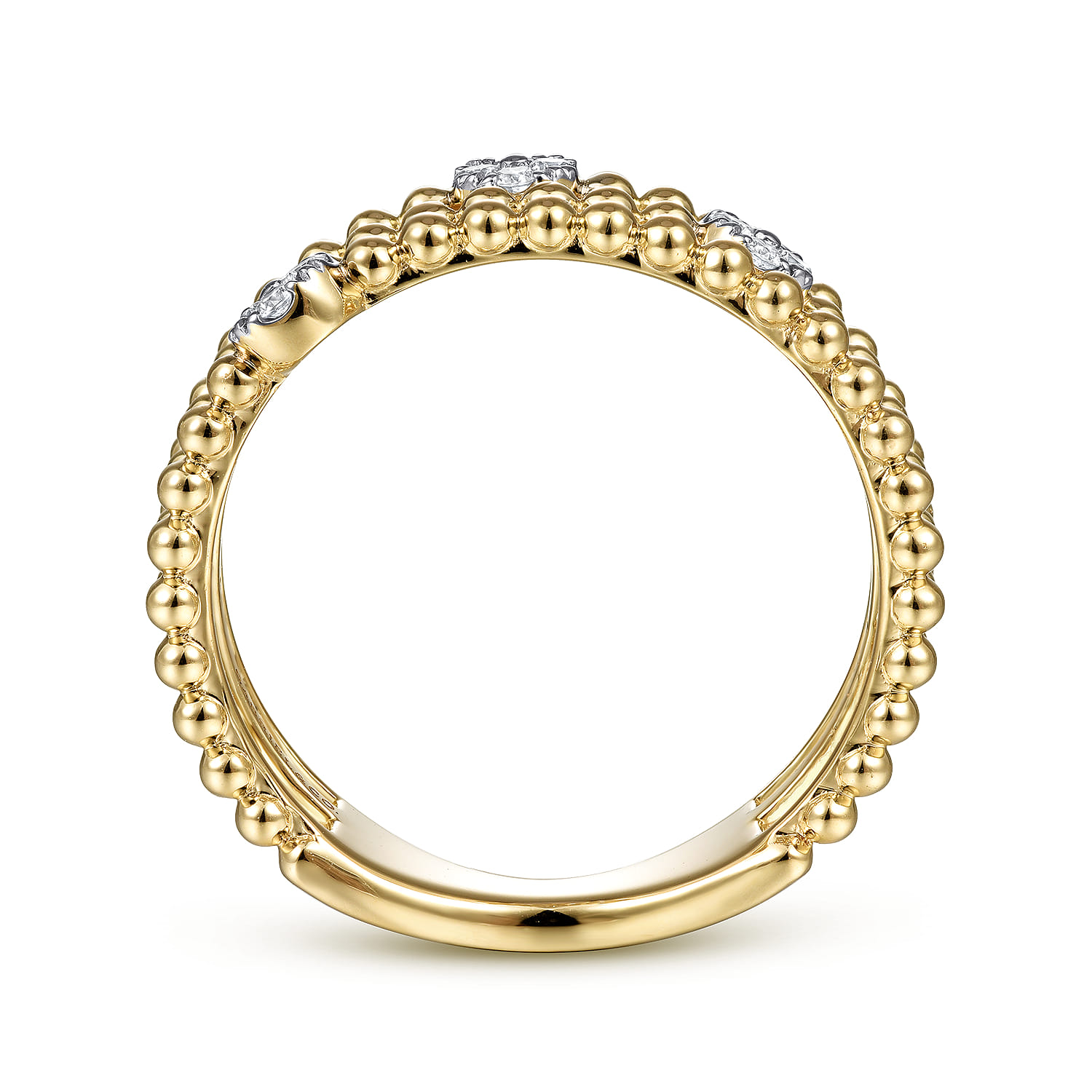 Bujukan Diamond Cluster Stations Easy Stackable Ring in 14K Yellow Gold, photograph 2