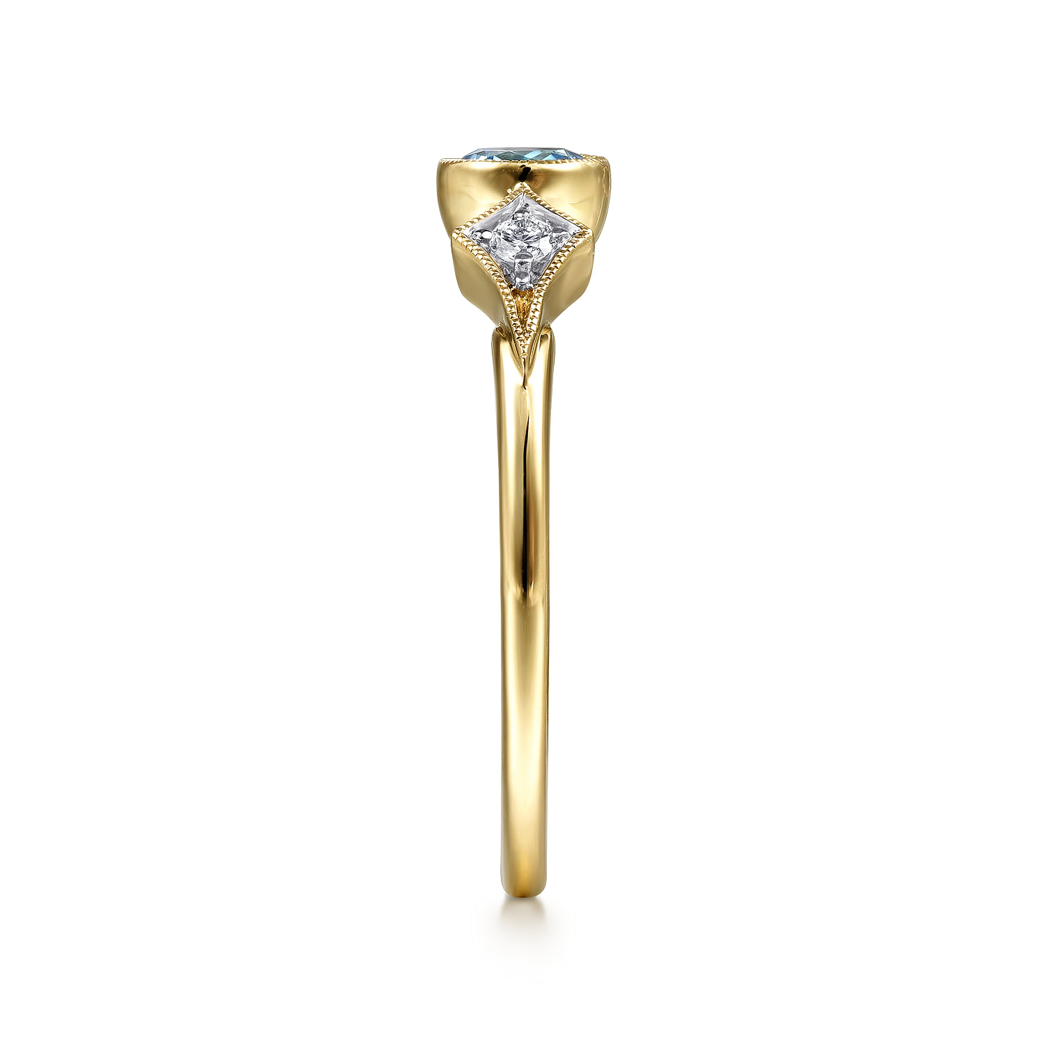 Blue Topaz and Diamond Promise Ring in 14K Yellow Gold, photograph 4