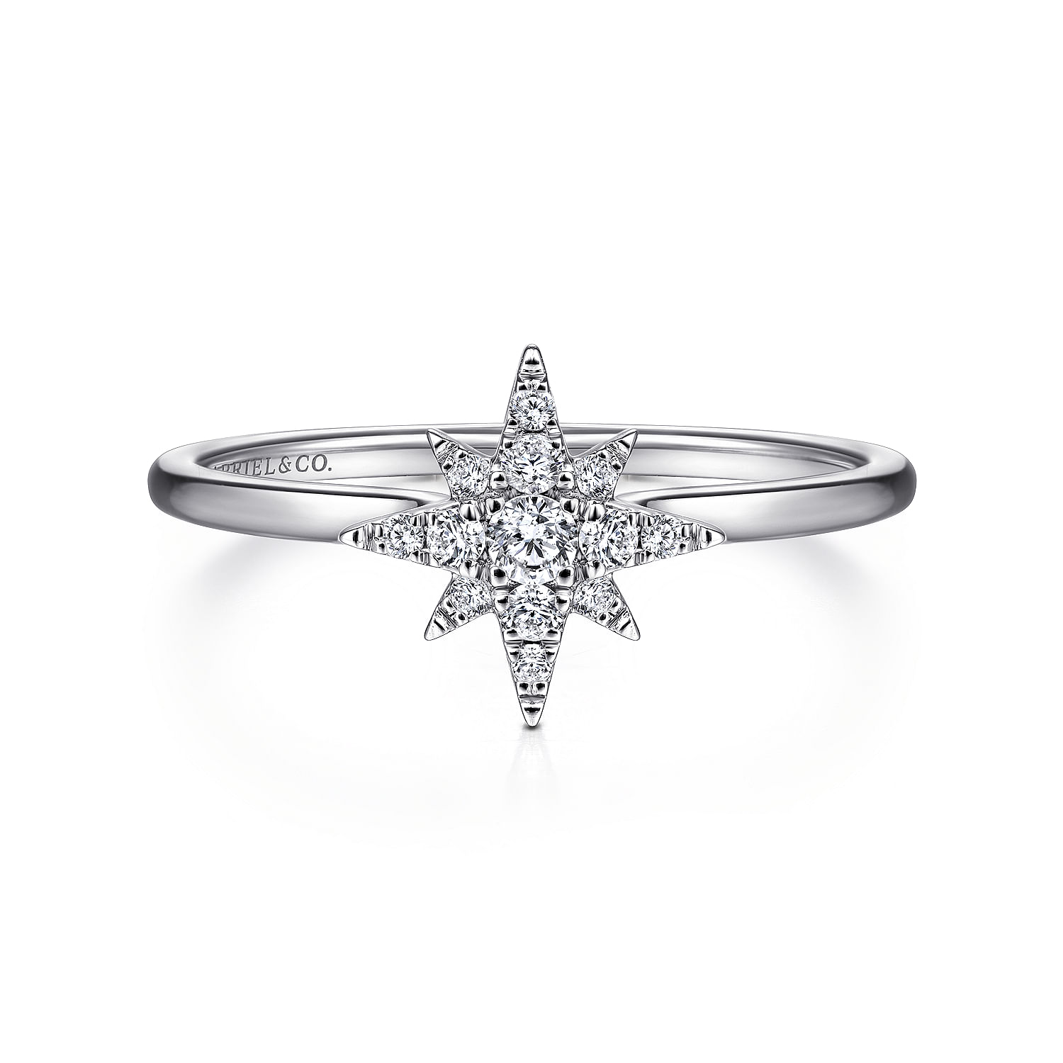 14K WHITE GOLD DIAMOND STAR RING, SIZE 6, 3.15 GRAMS, MADE IN retailer INDIA, NEW W/O TAG