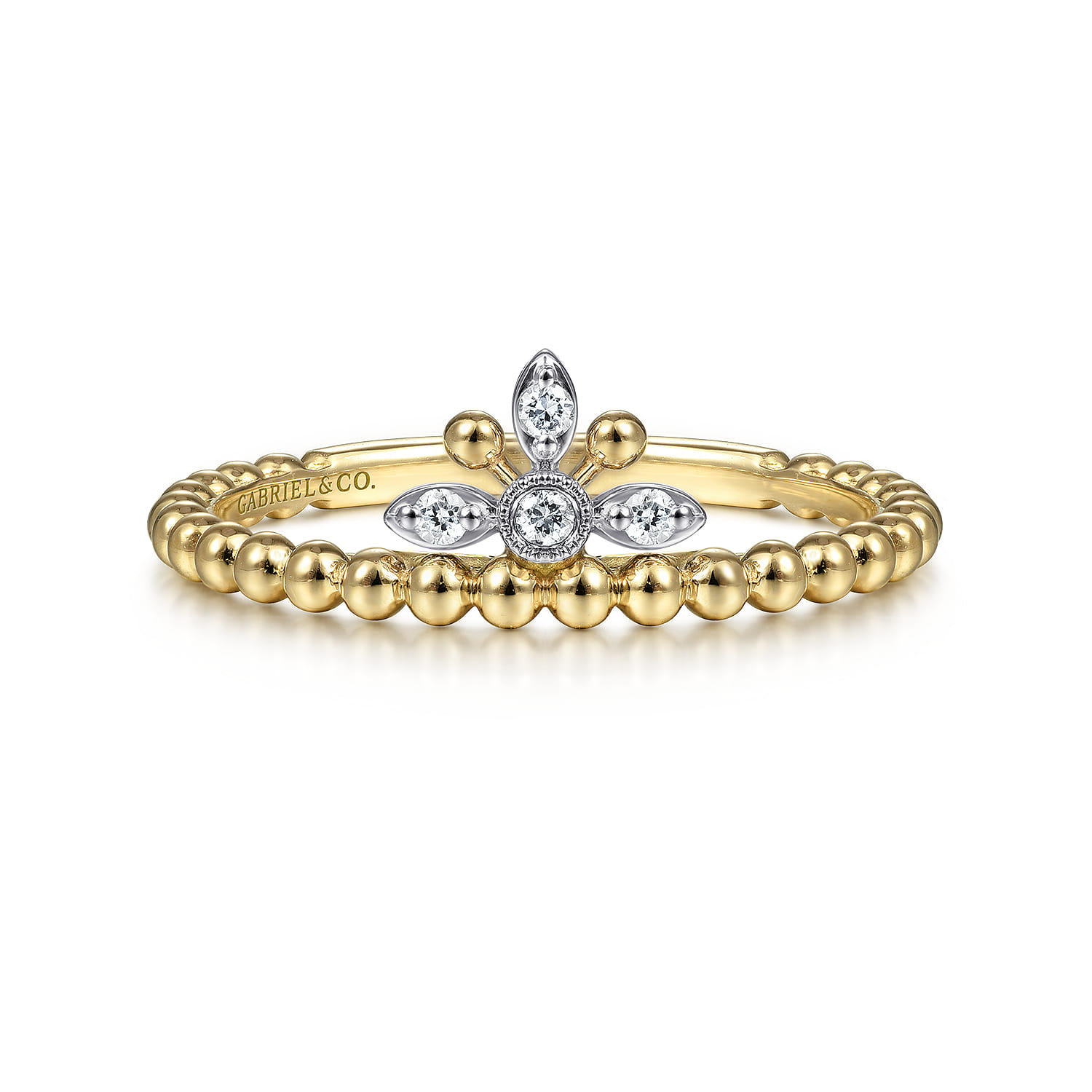 Bujukan Diamond Crown Ring in 14K White/Yellow Gold