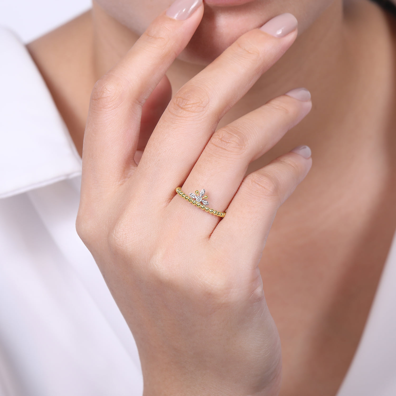 Bujukan Diamond Crown Ring in 14K White/Yellow Gold, photograph 5