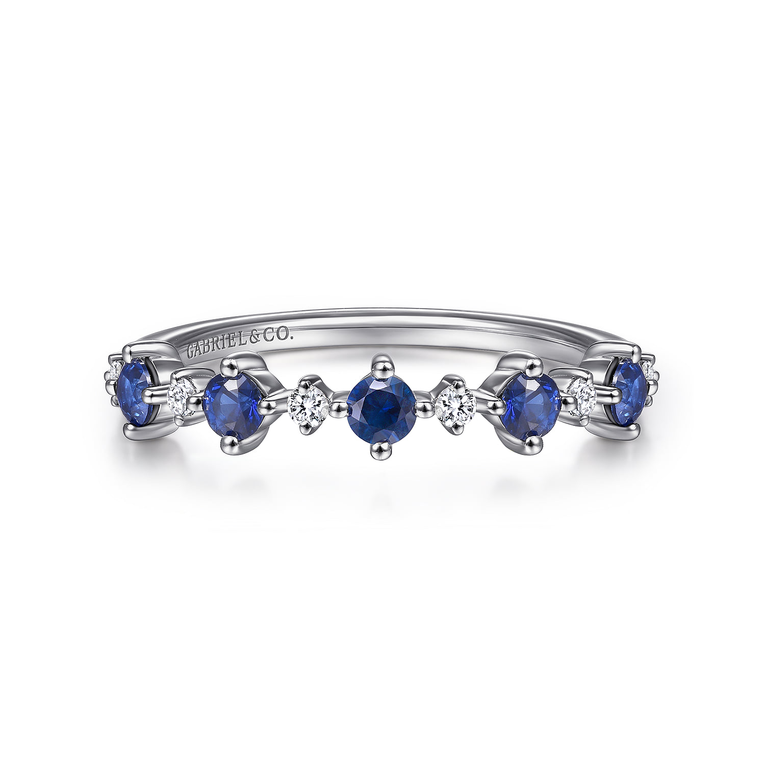 Alternating Round Diamond and Sapphire Ring