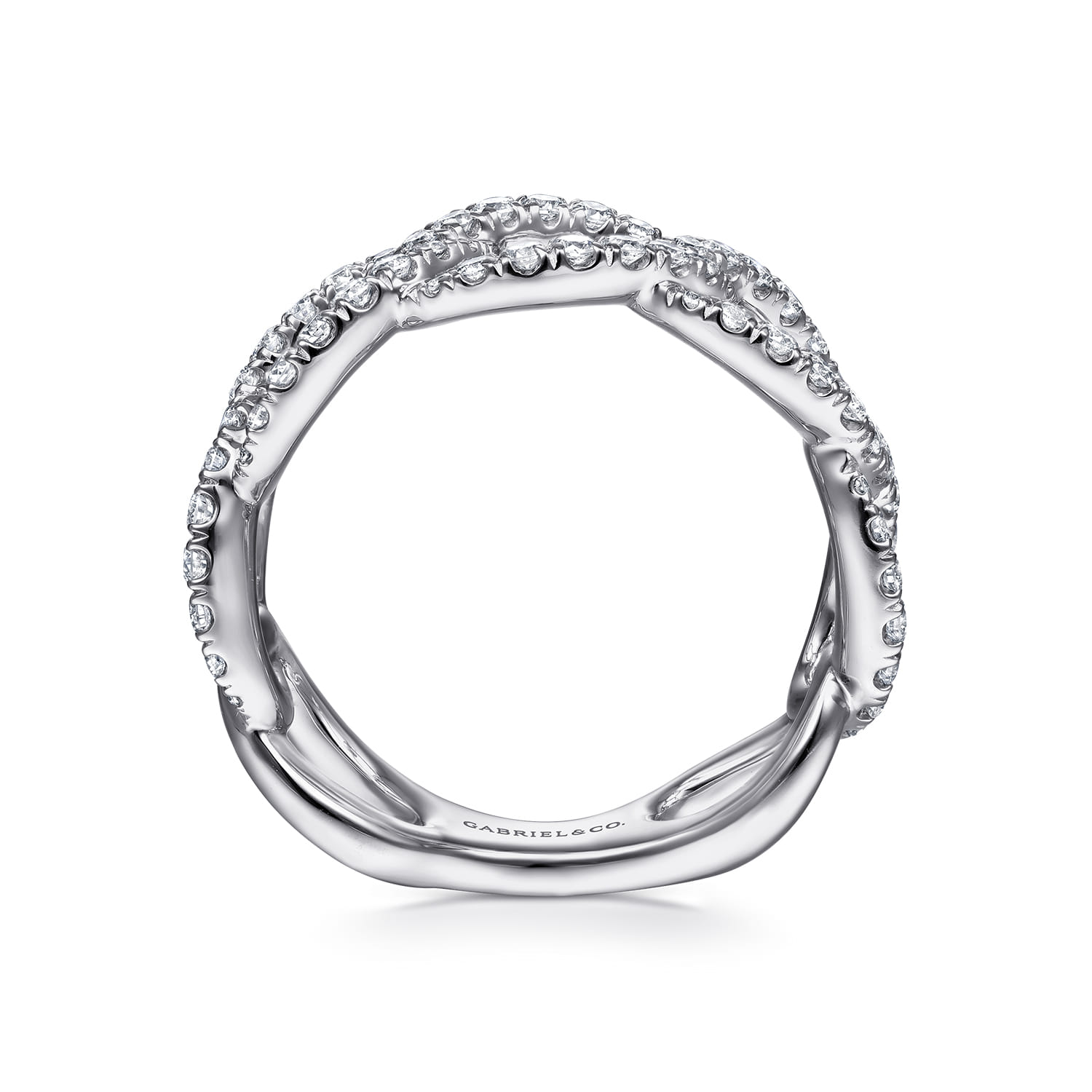 Wide Diamond Open Link Ring in 14K White Gold, photograph 2