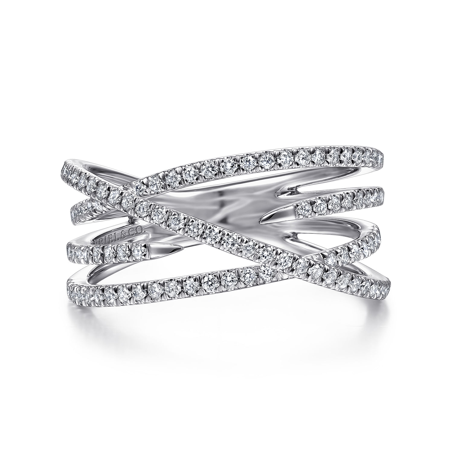 14K White Gold Diamond Criss Cross Ring @ $2275. Shop Ladies